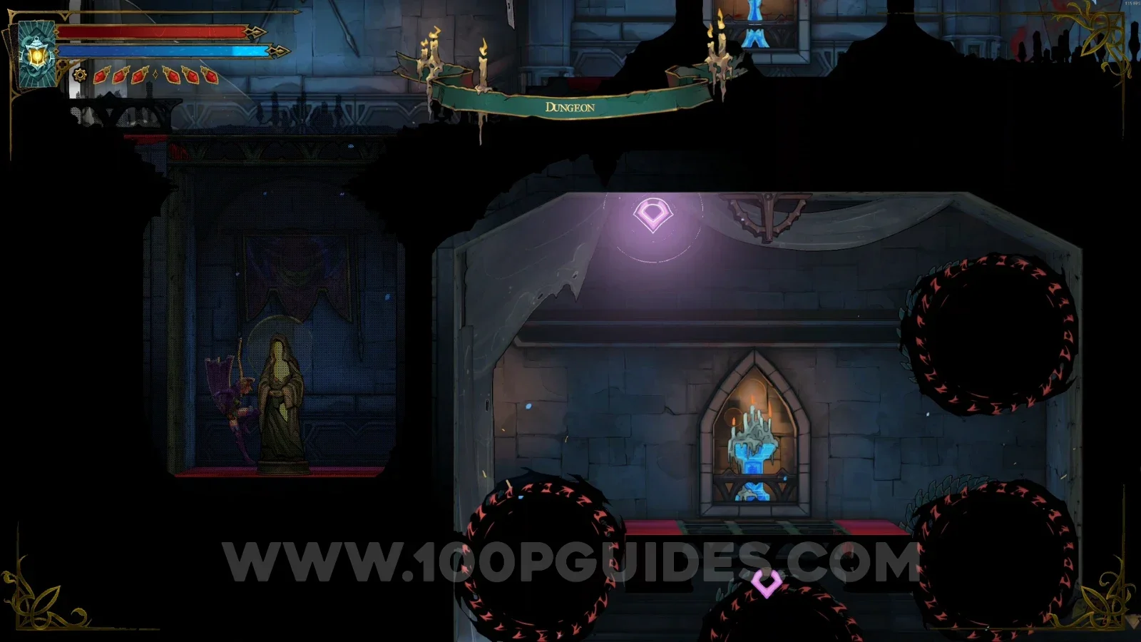 Castlevania Belmonts Curse Dungeon: XP Statue #73 in the marked area
