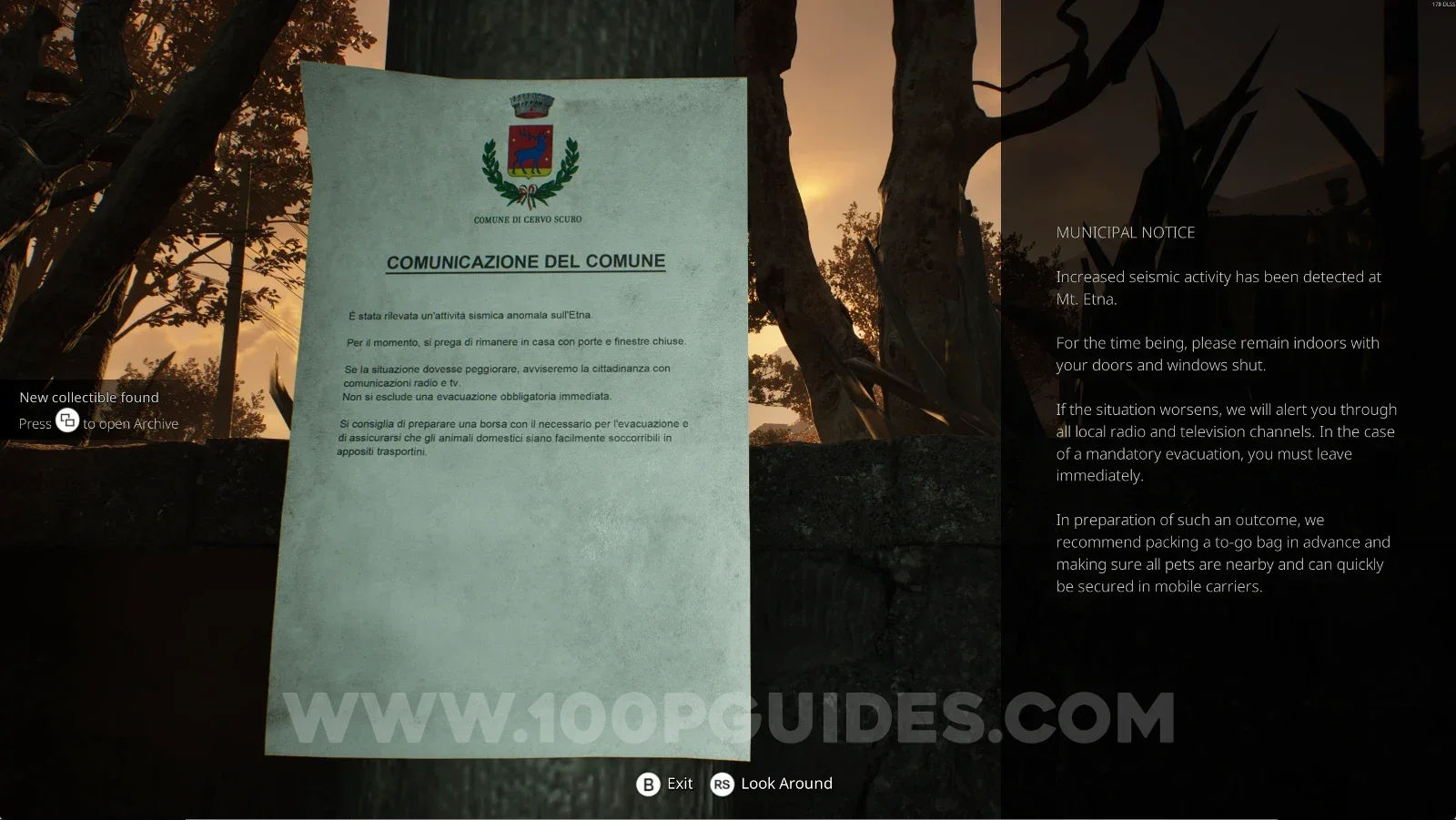 Remothered: Red Nuns Legacy Exterior #1: the Safety Notice pinned on the tree on the left