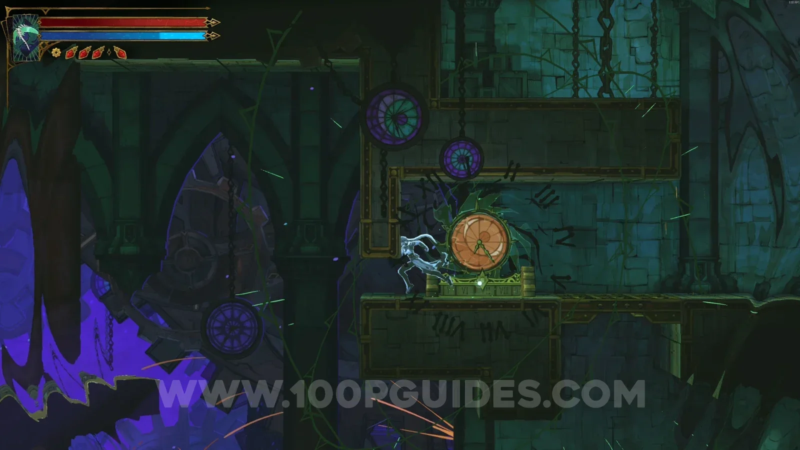 Castlevania Belmonts Curse Eastern Summit: interacting with the clock before heading left to XP Statue #106