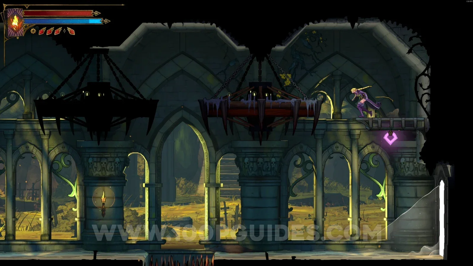 Castlevania Belmonts Curse Ossuary Of The Innocents: crossing the collapsing platforms to Brave Heart Fragment #5