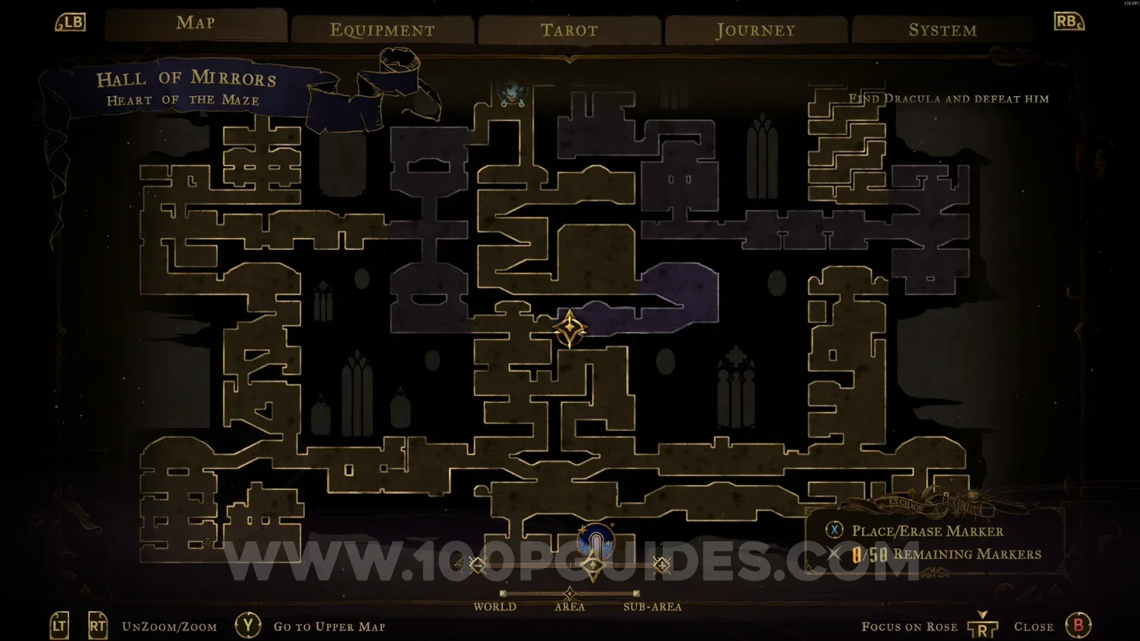 Castlevania Belmonts Curse Heart Of The Maze: map with the location of Mirror Of Life #3 marked