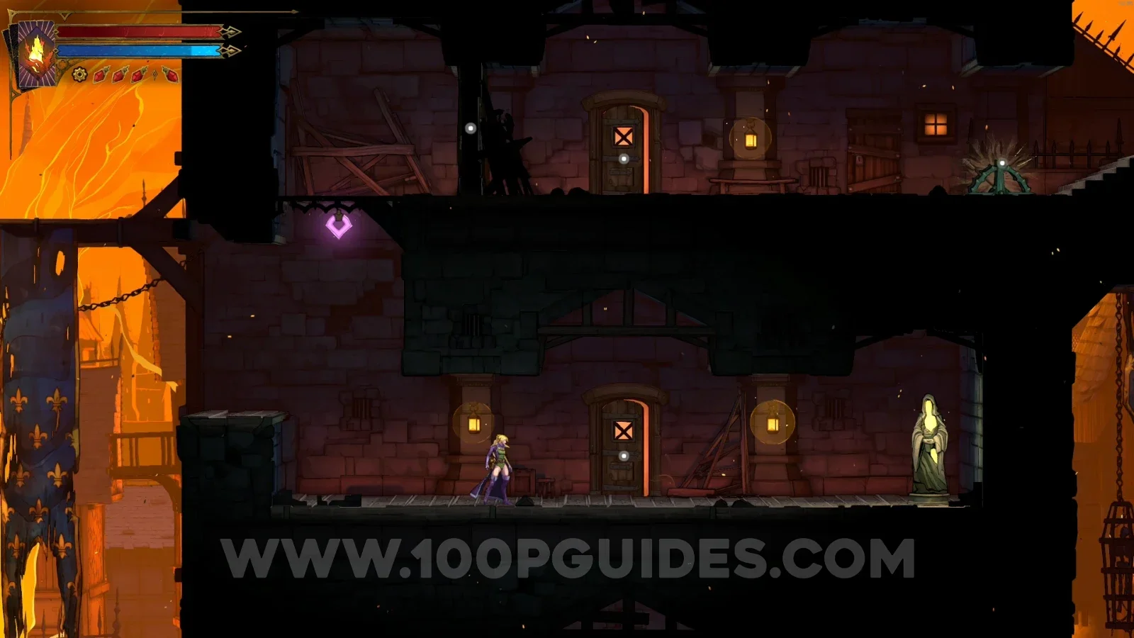 Castlevania Belmonts Curse Prison Tower: XP Statue #16 in the marked area