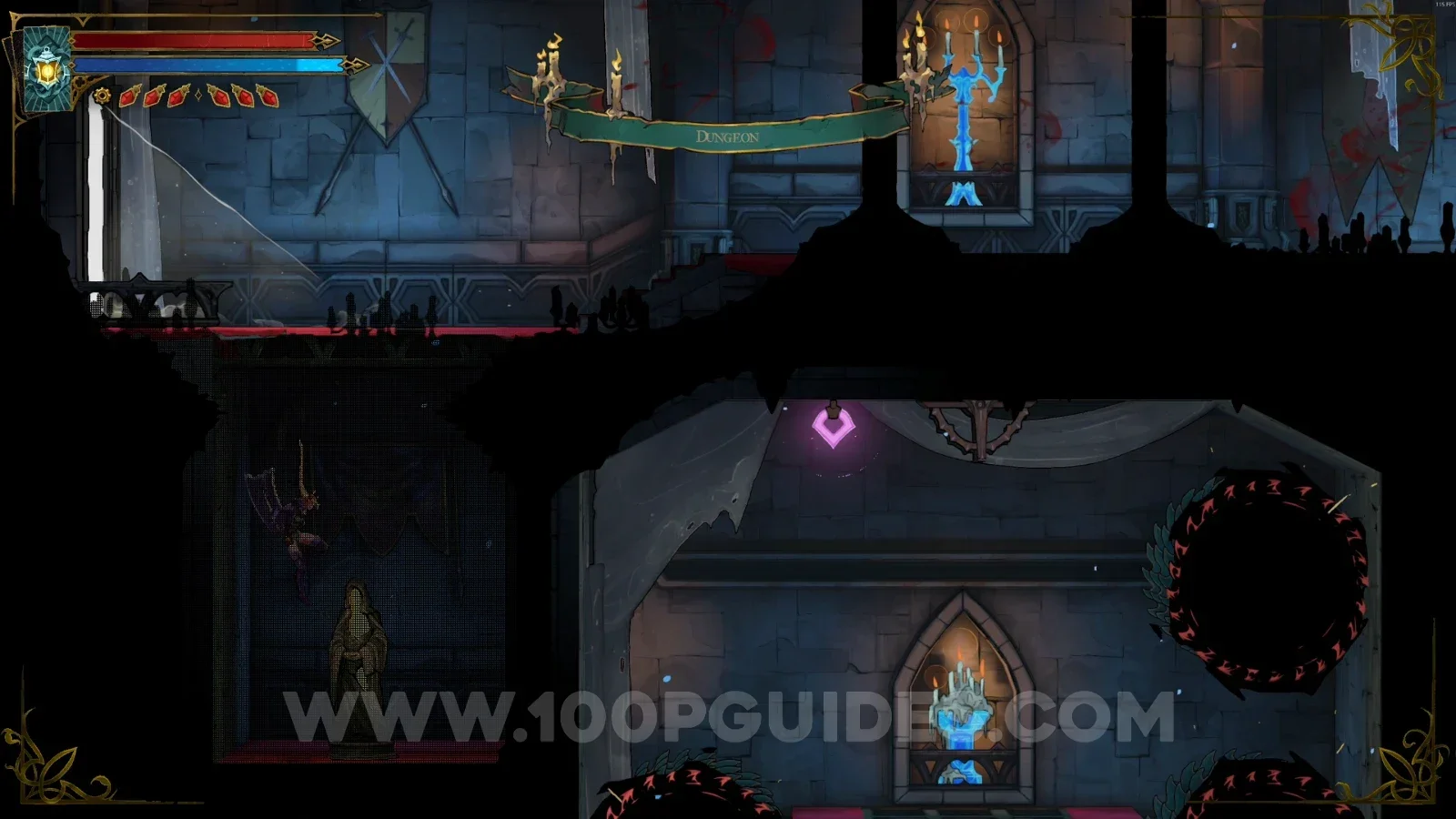 Castlevania Belmonts Curse Grand Hall: the second XP Statue inside a secret room on the left side