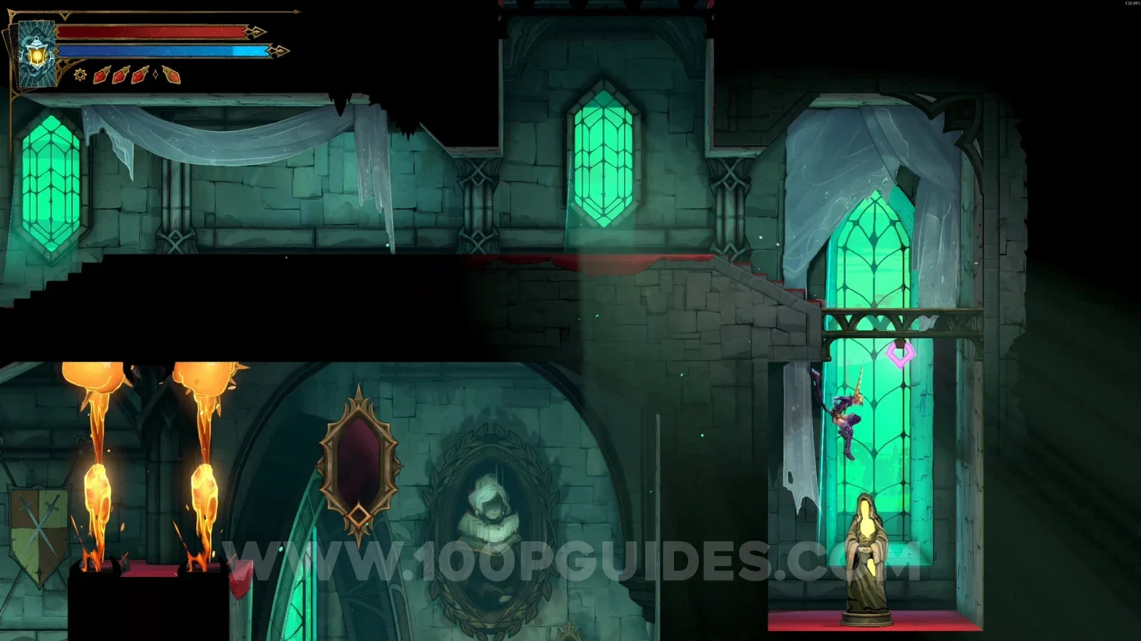 Castlevania Belmonts Curse Grand Hall: XP Statue #6 on the right side of the marked area