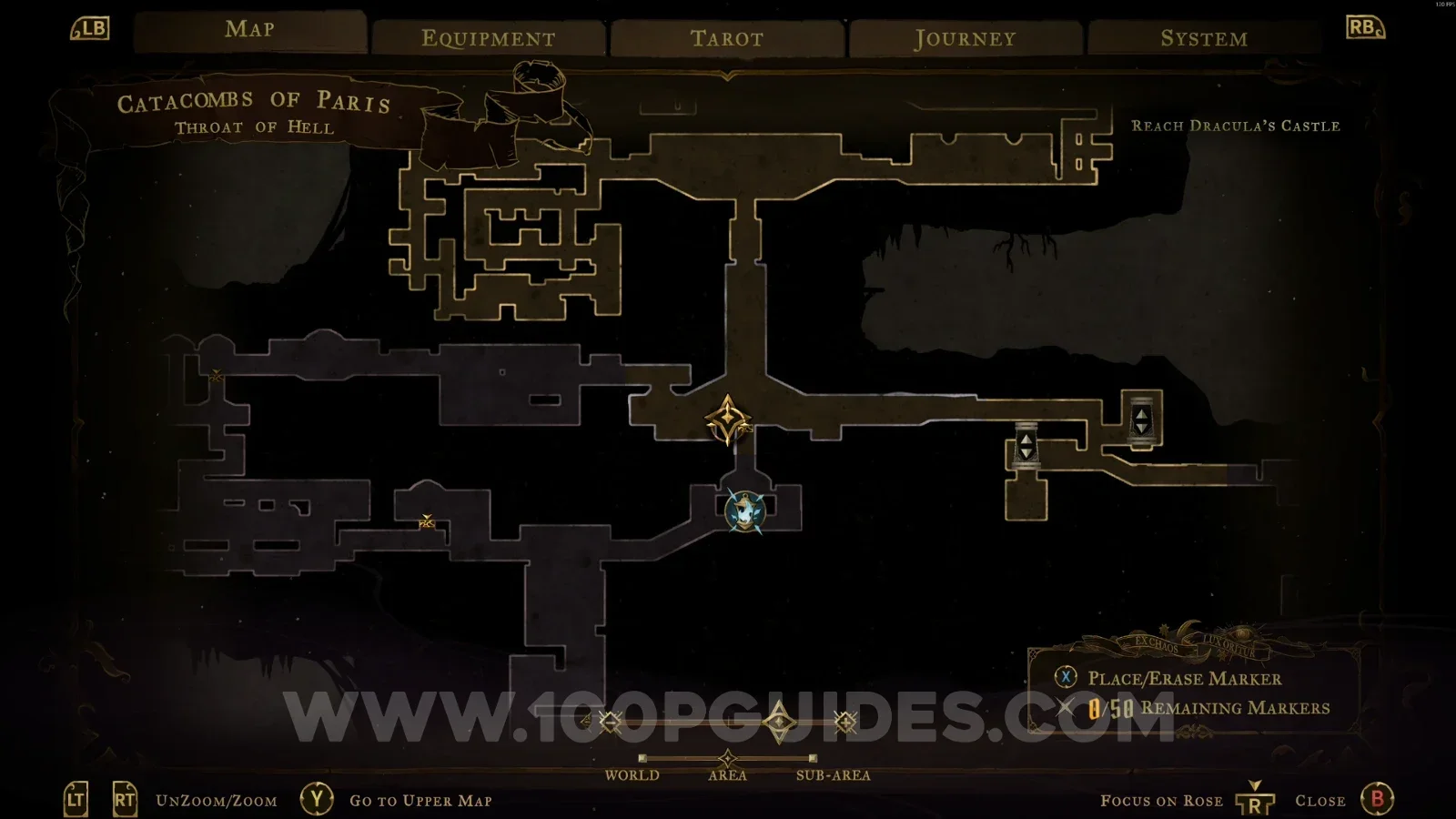 Castlevania Belmonts Curse Catacombs Of Paris: map marking the breakable floor above the Gungnir chest