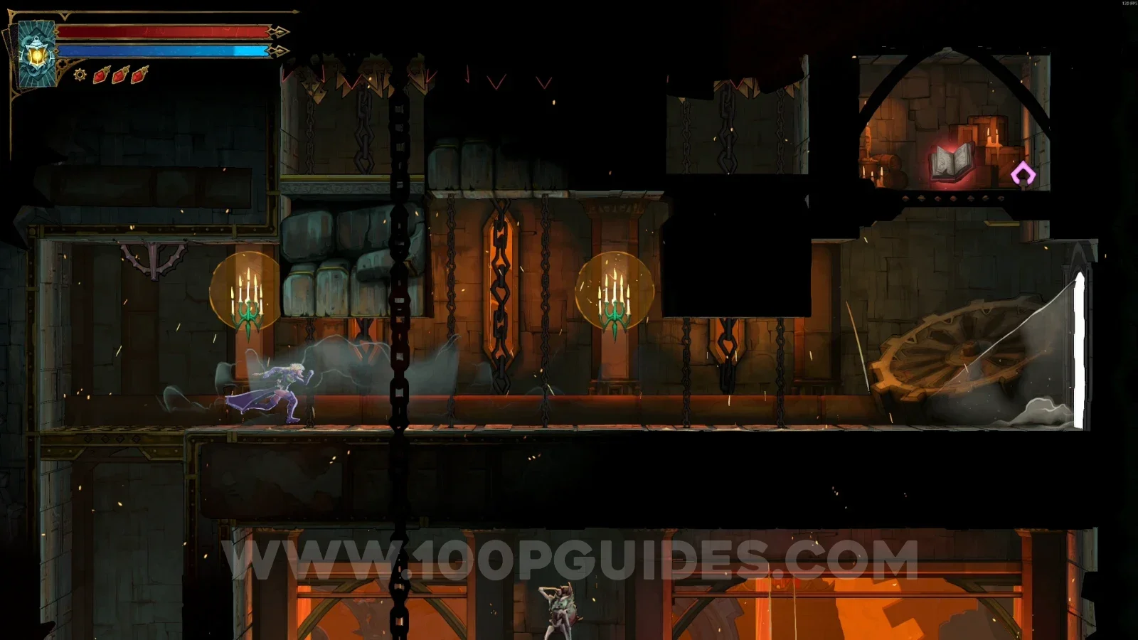 Castlevania Belmonts Curse Counterweight Chamber: Red Book #10 on the right side after using the left lever