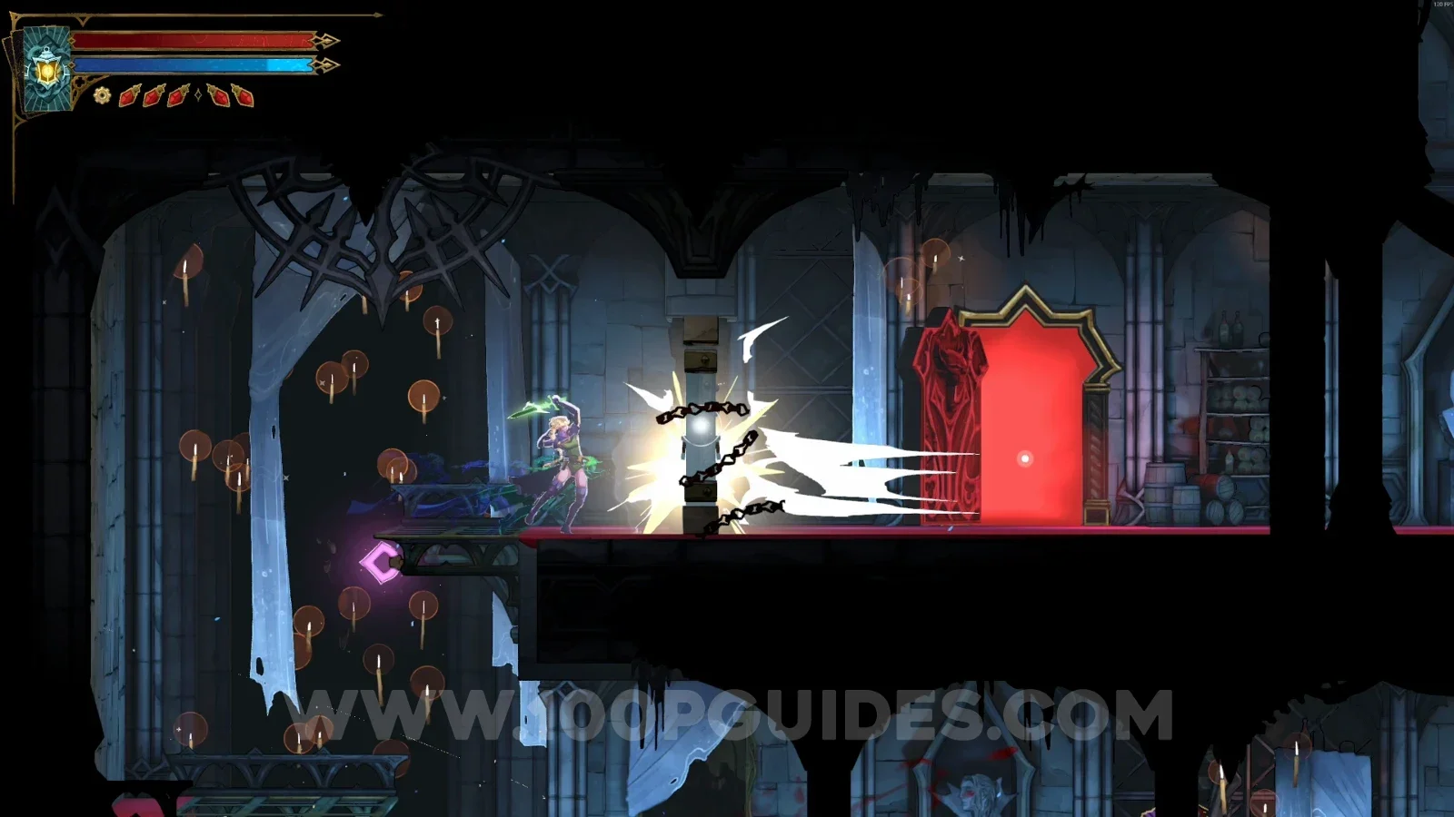 Castlevania Belmonts Curse Main Hall: the door on the left after going back down