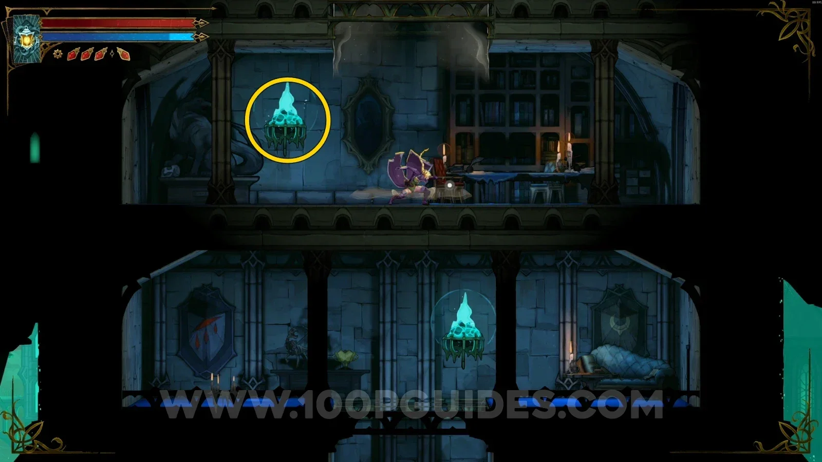 Castlevania Belmonts Curse Alucard's Tower: the blue flame below the platform in the weapon room