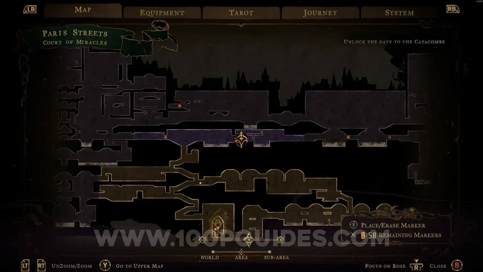 Castlevania Belmonts Curse Court Of Miracles map with the area of XP Statue #22 marked