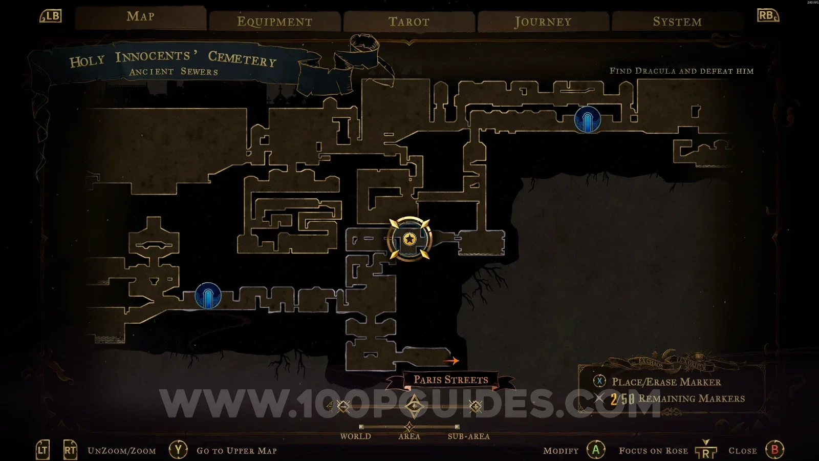 Castlevania Belmonts Curse Ancient Sewers: map marking the area of Blue Book #5