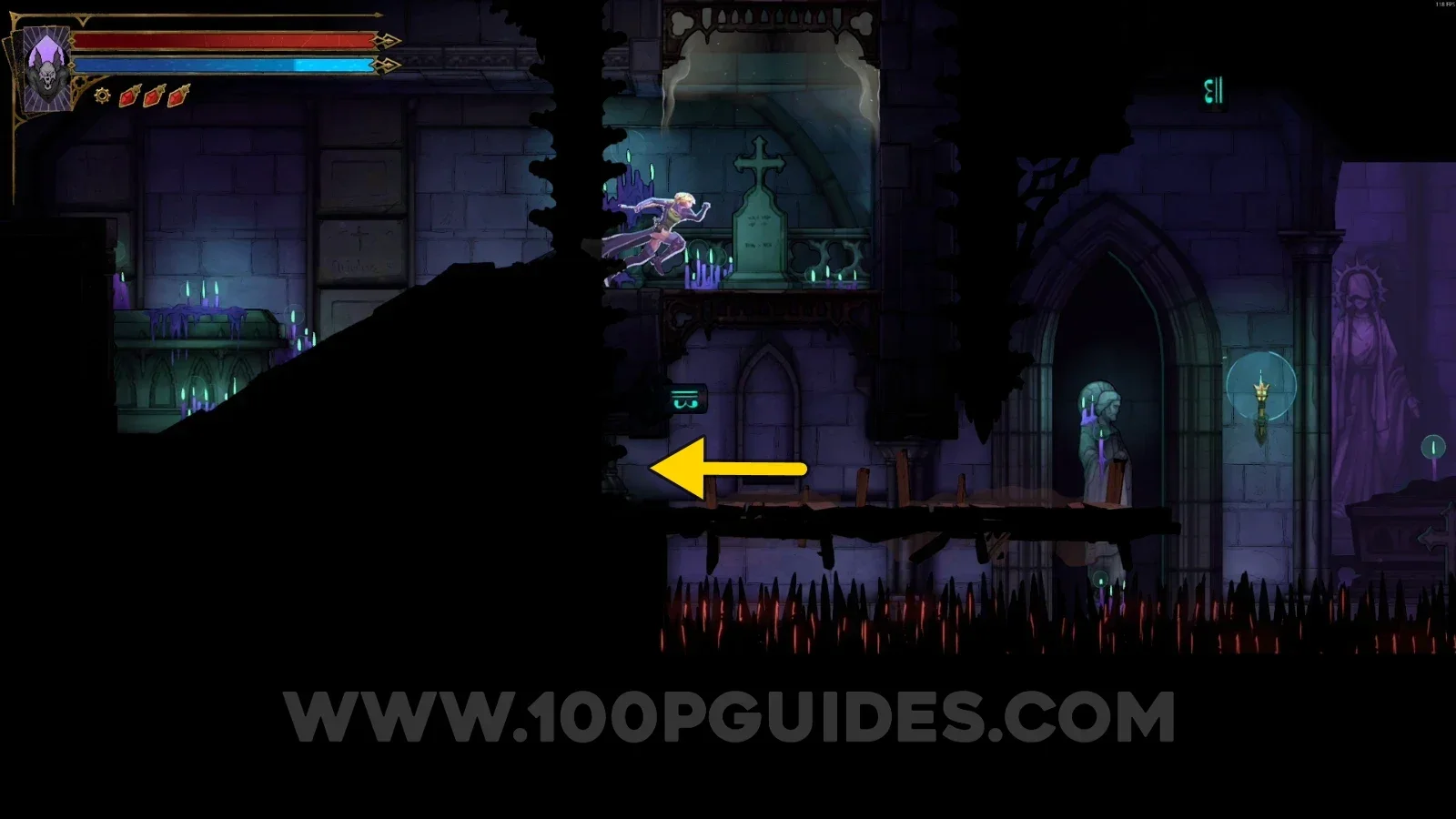 Castlevania Belmonts Curse Collapsed Crypt: using the slide on the left side