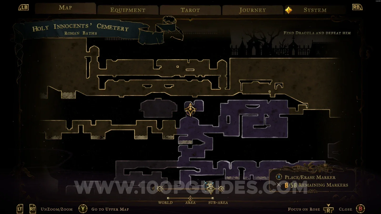 Castlevania Belmont's Curse Mass Grave: map marking the location of XP Statue #11