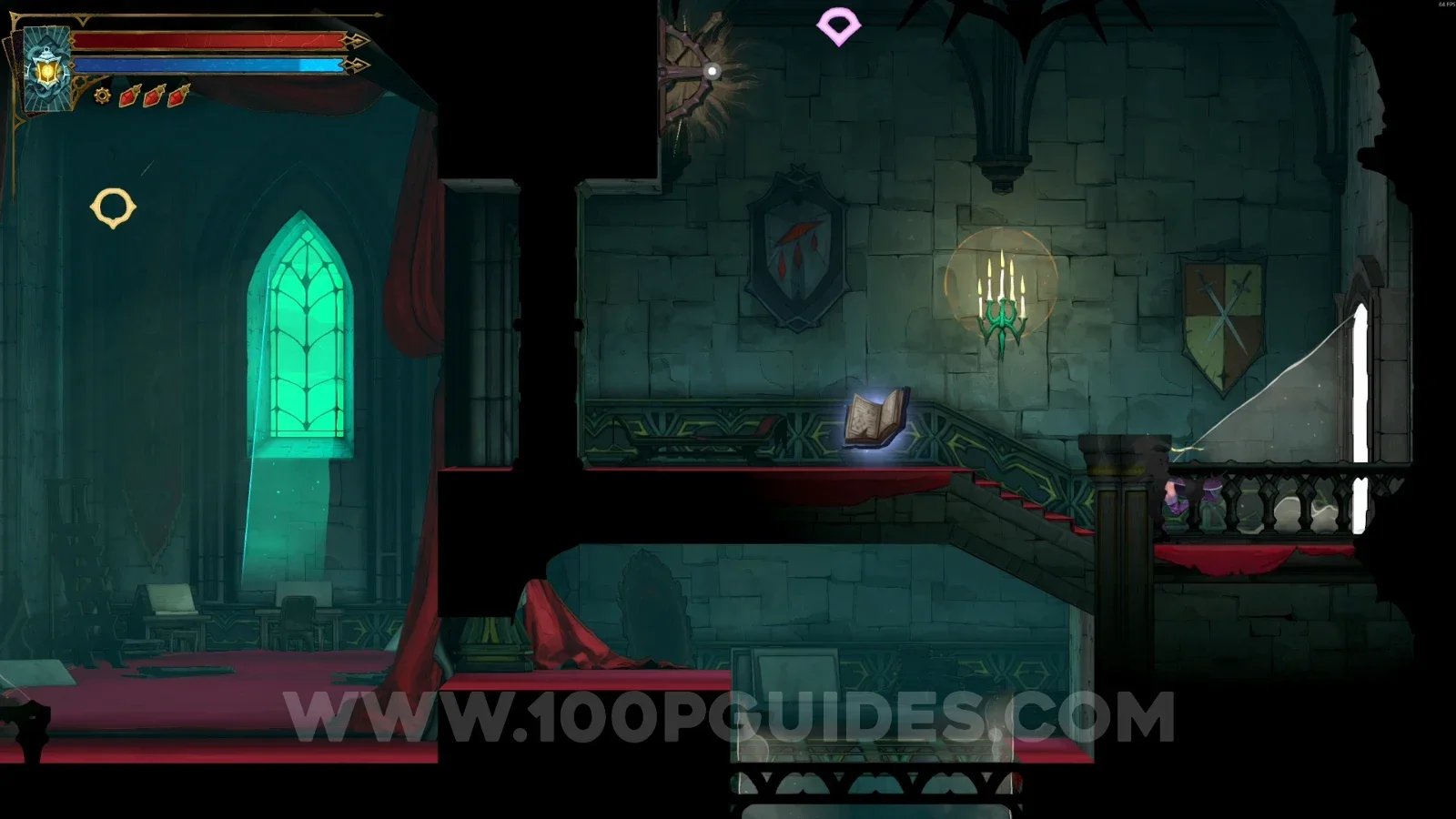Castlevania Belmonts Curse Mirror Rooms: Blue Book #2 past the door on the left of Eleanor's area