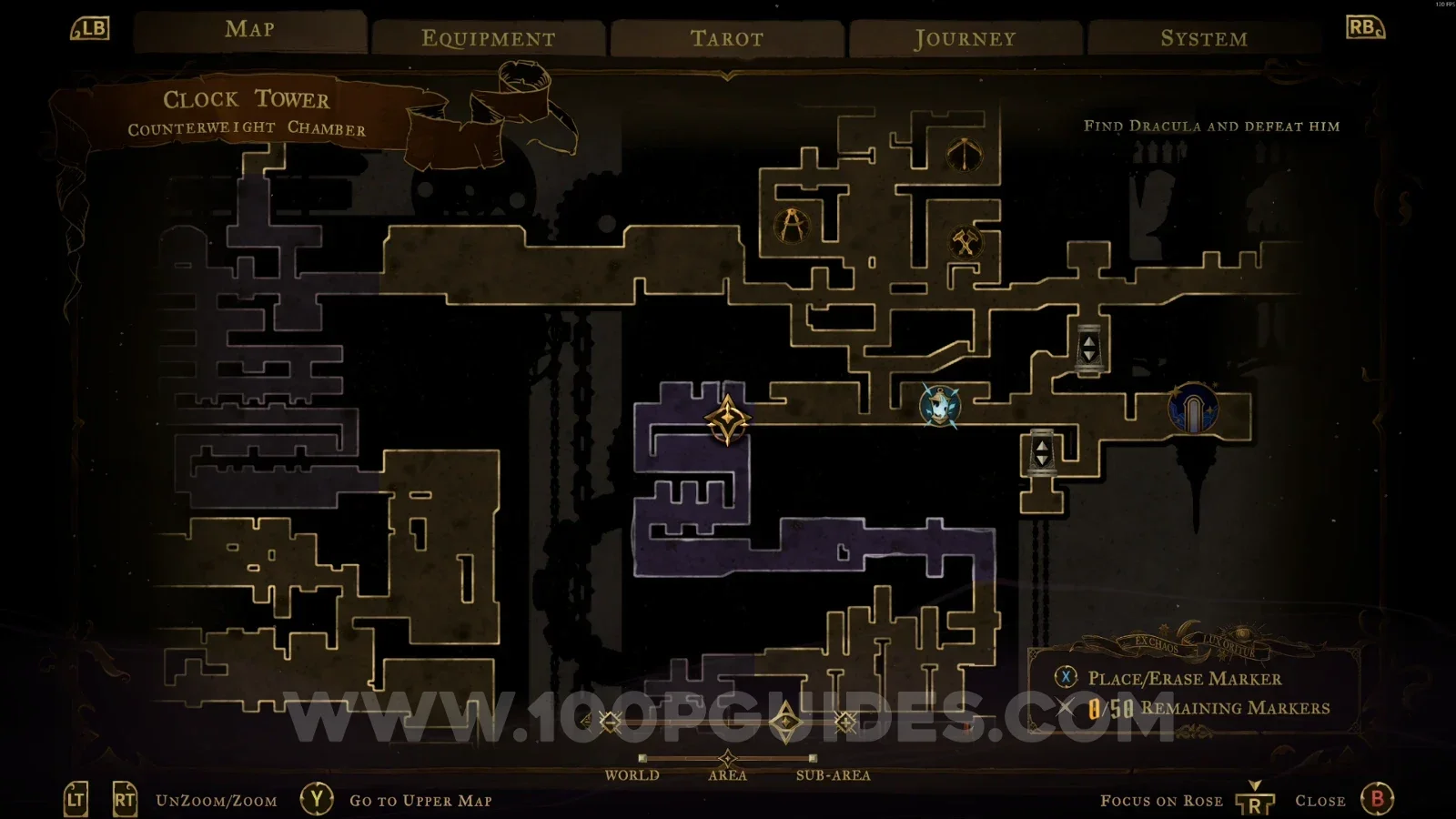 Castlevania Belmont's Curse Counterweight Chamber: interacting with the lever in the marked area
