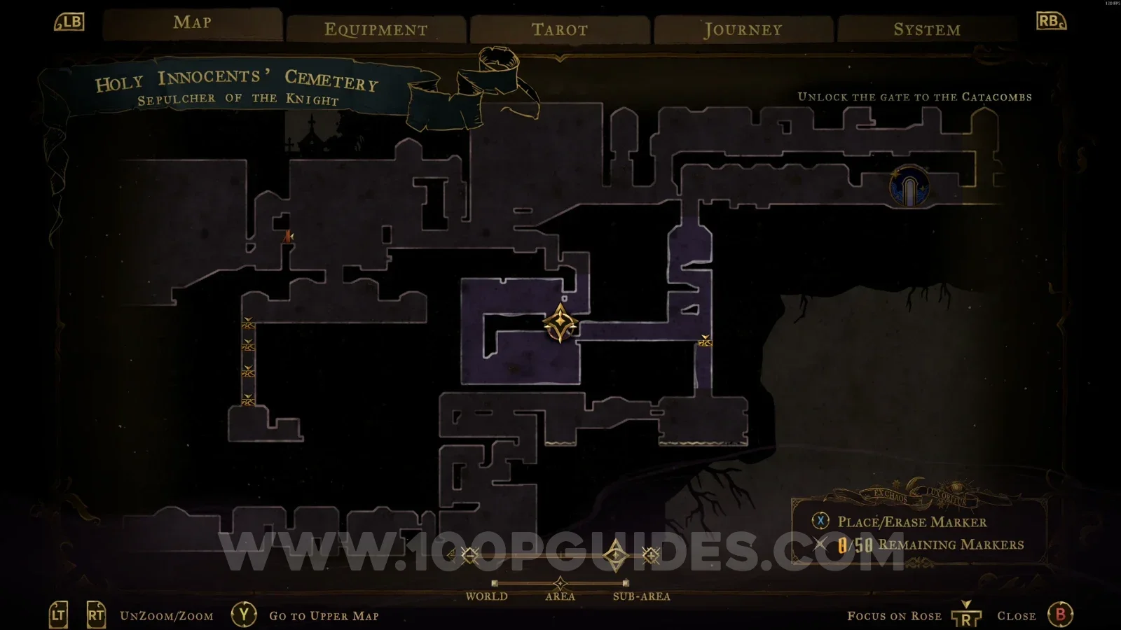Castlevania Belmonts Curse Sepulcher Of The Knight map with the area of XP Statue #30 marked