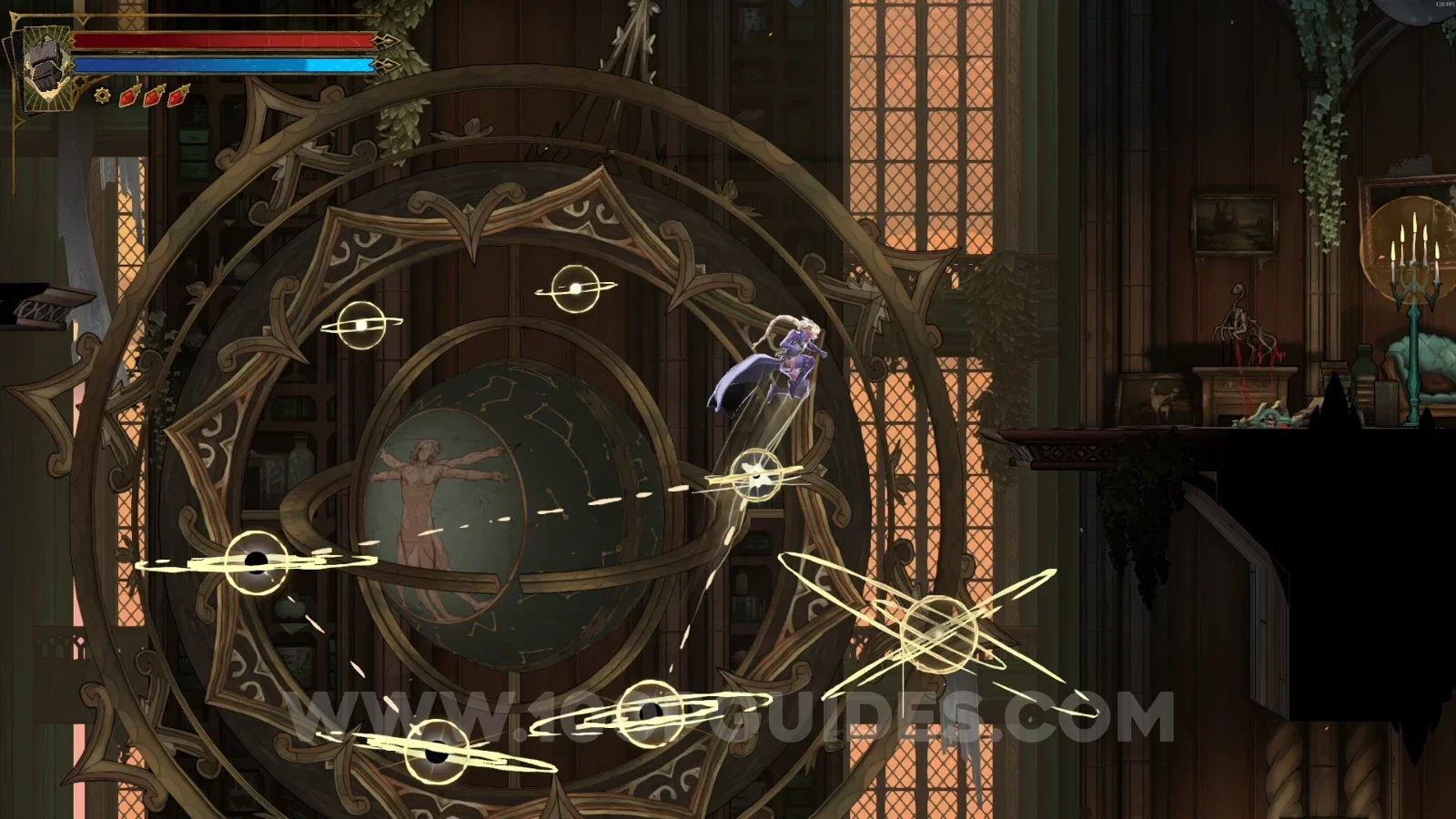Castlevania Belmont's Curse Condemned Shelves: jumping on the orbs in the large room to complete the pattern