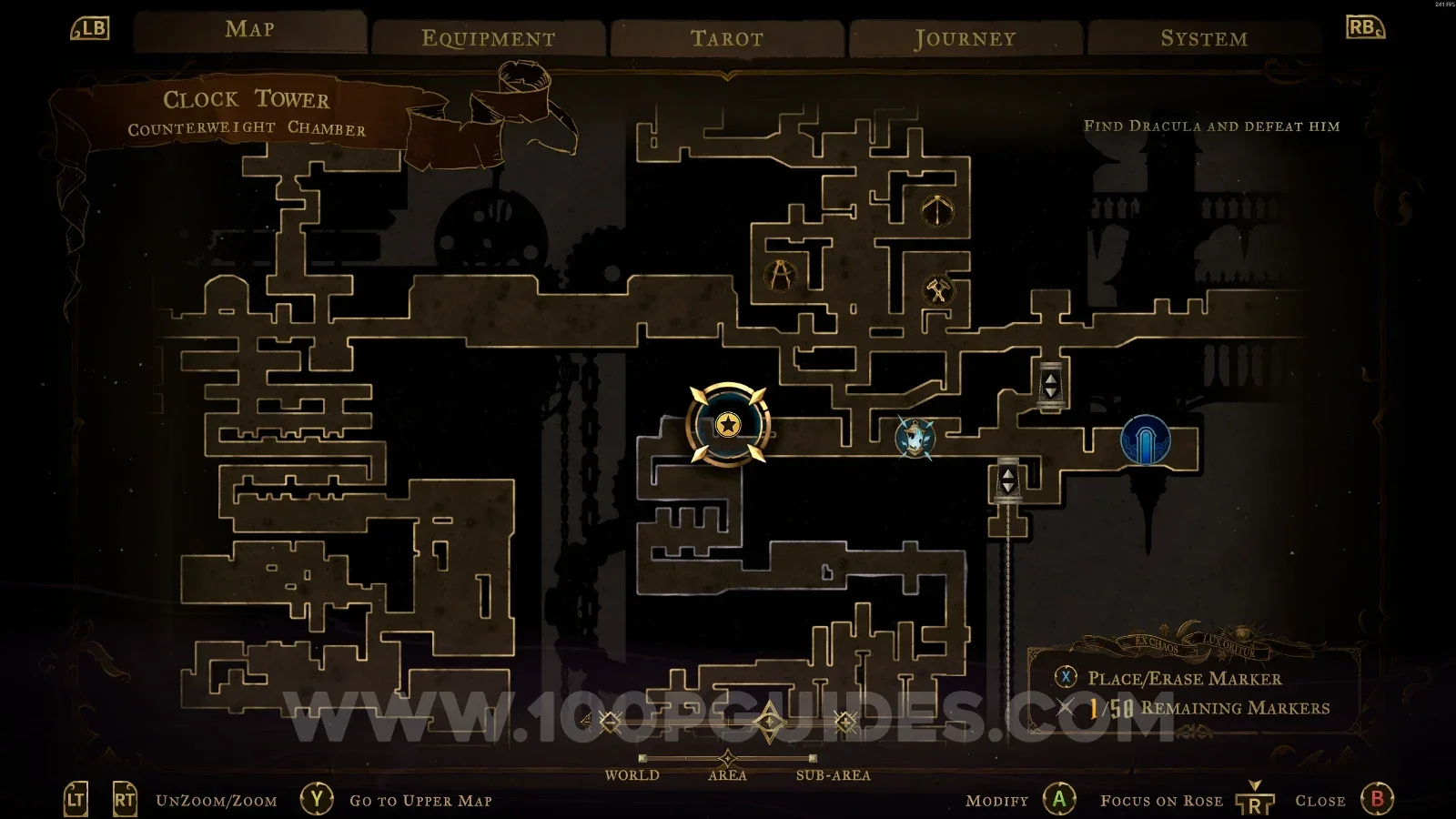 Castlevania Belmonts Curse Counterweight Chamber: map marking the area of Red Book #10