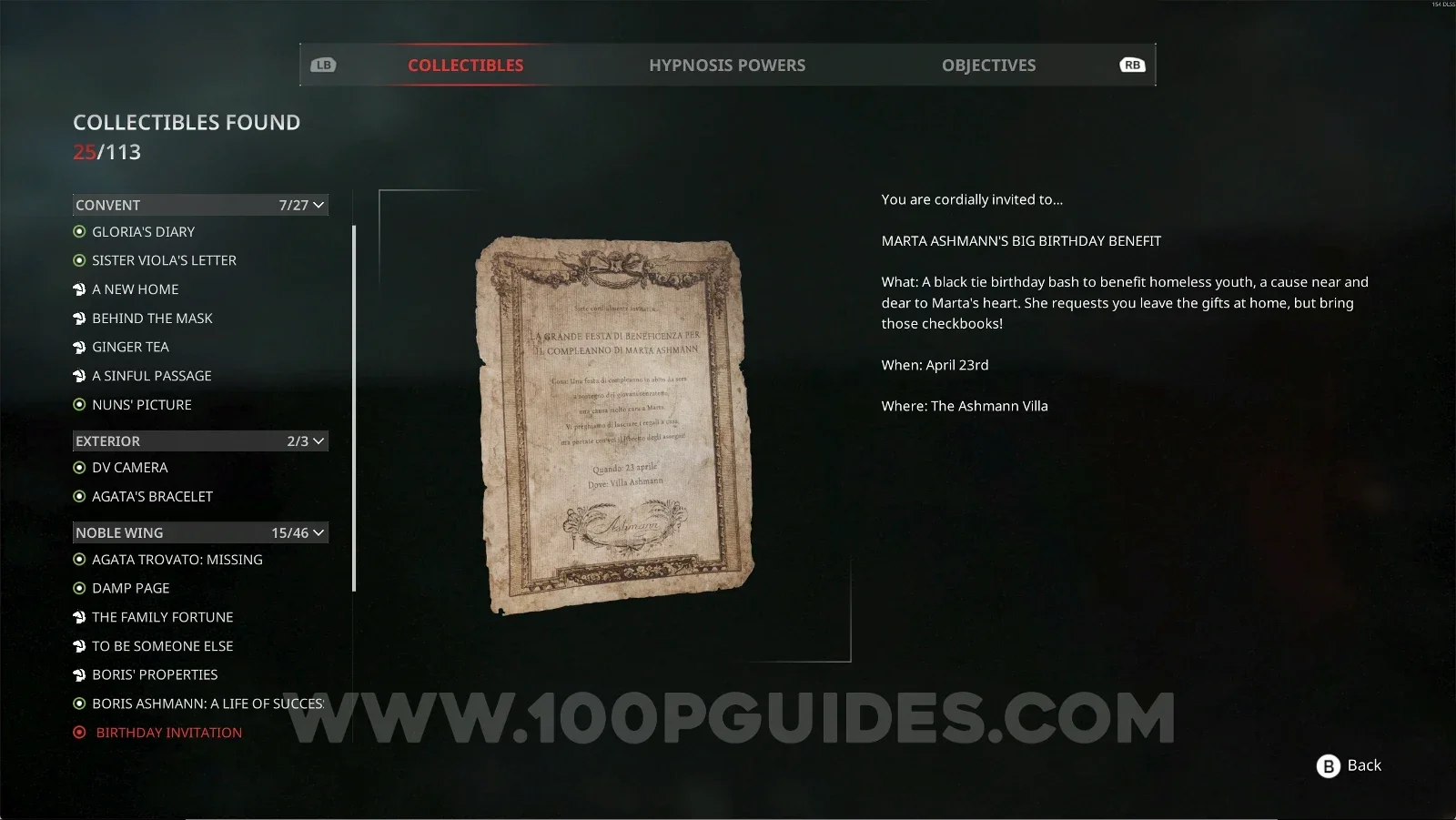 Remothered: Red Nuns Legacy Noble Wing #15: Birthday Invitation collectible