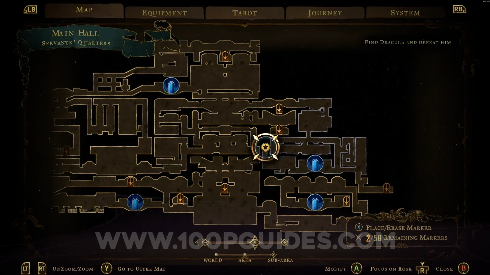 Castlevania Belmonts Curse Servants' Quarters map marking the Banshee's Wail relic area