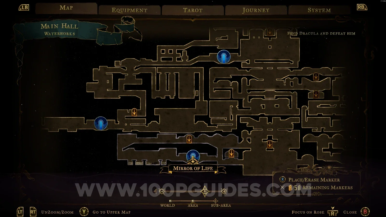 Castlevania Belmonts Curse Main Hall: the Waterworks, where Mirror Of Life #17 is found