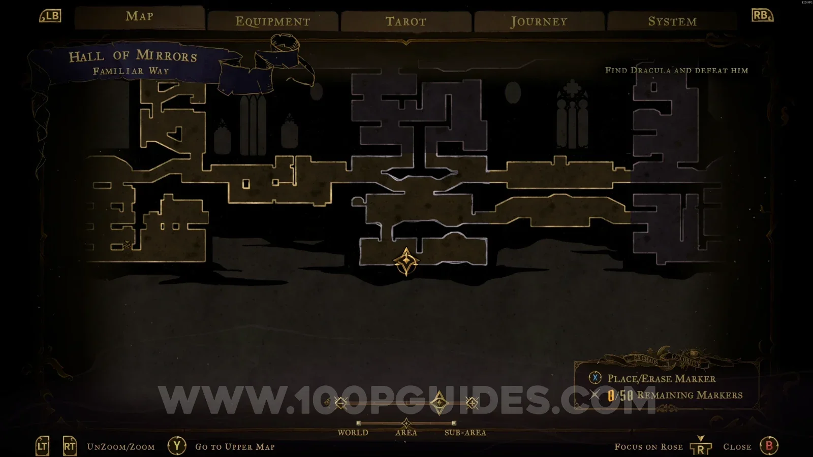Castlevania Belmonts Curse Familiar Way: map with the location of Mirror Of Life #2 marked