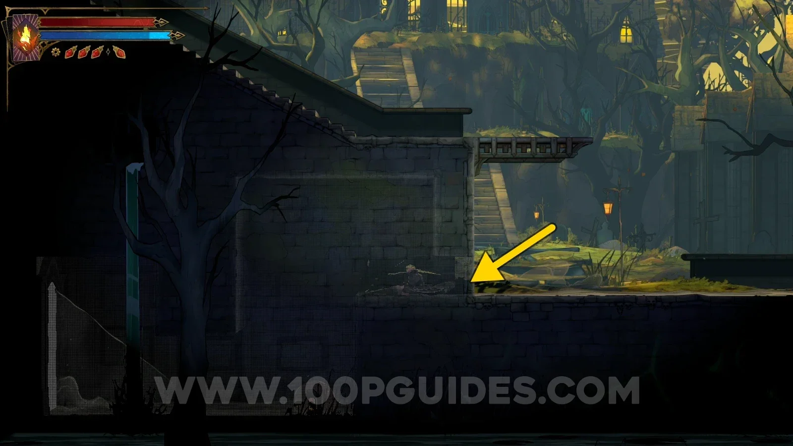 Castlevania Belmont's Curse Roman Baths: interacting with the lever to lower the bridge