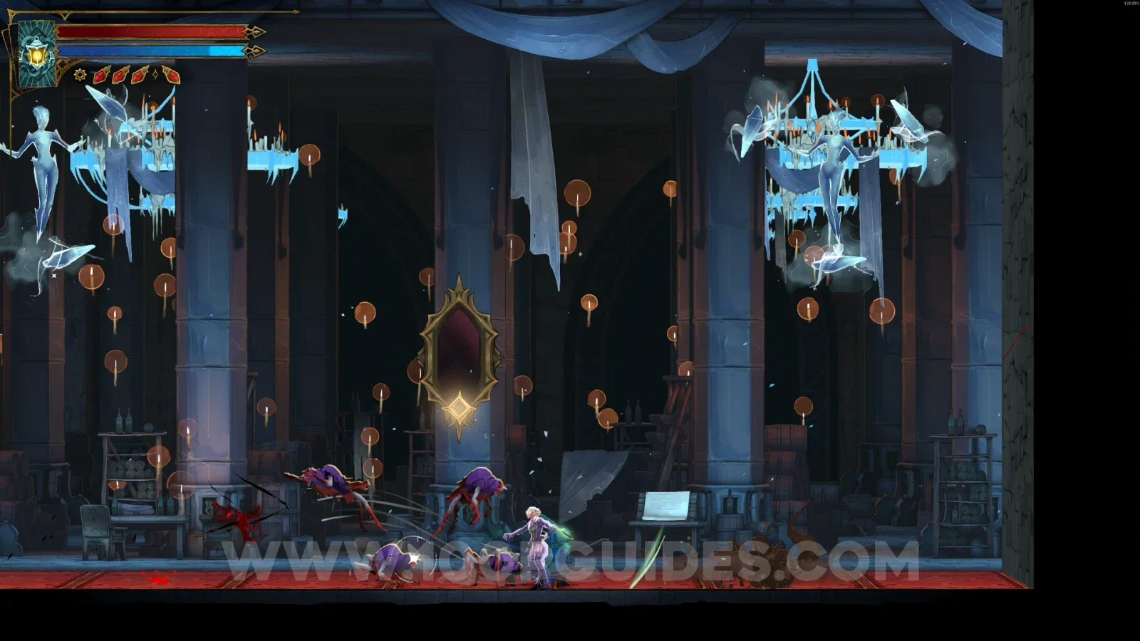 Castlevania Belmonts Curse Inner Courtyard: climbing the platforms on the left to unlock the shortcut door