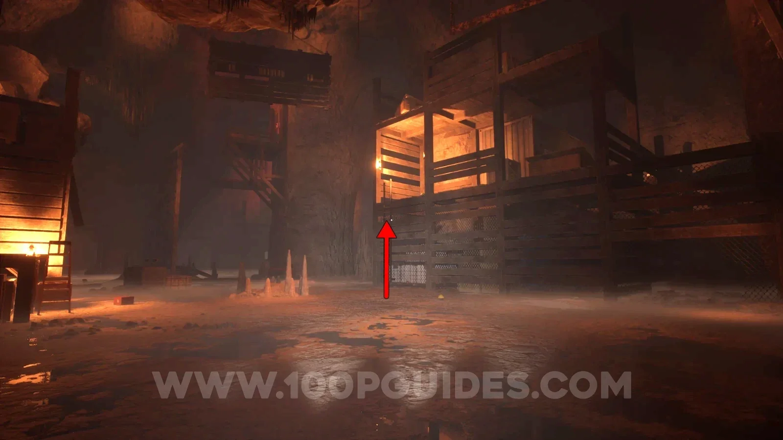 Terrible Lizards Chapter 2: ladder on the wooden structure on the right side of the big open area