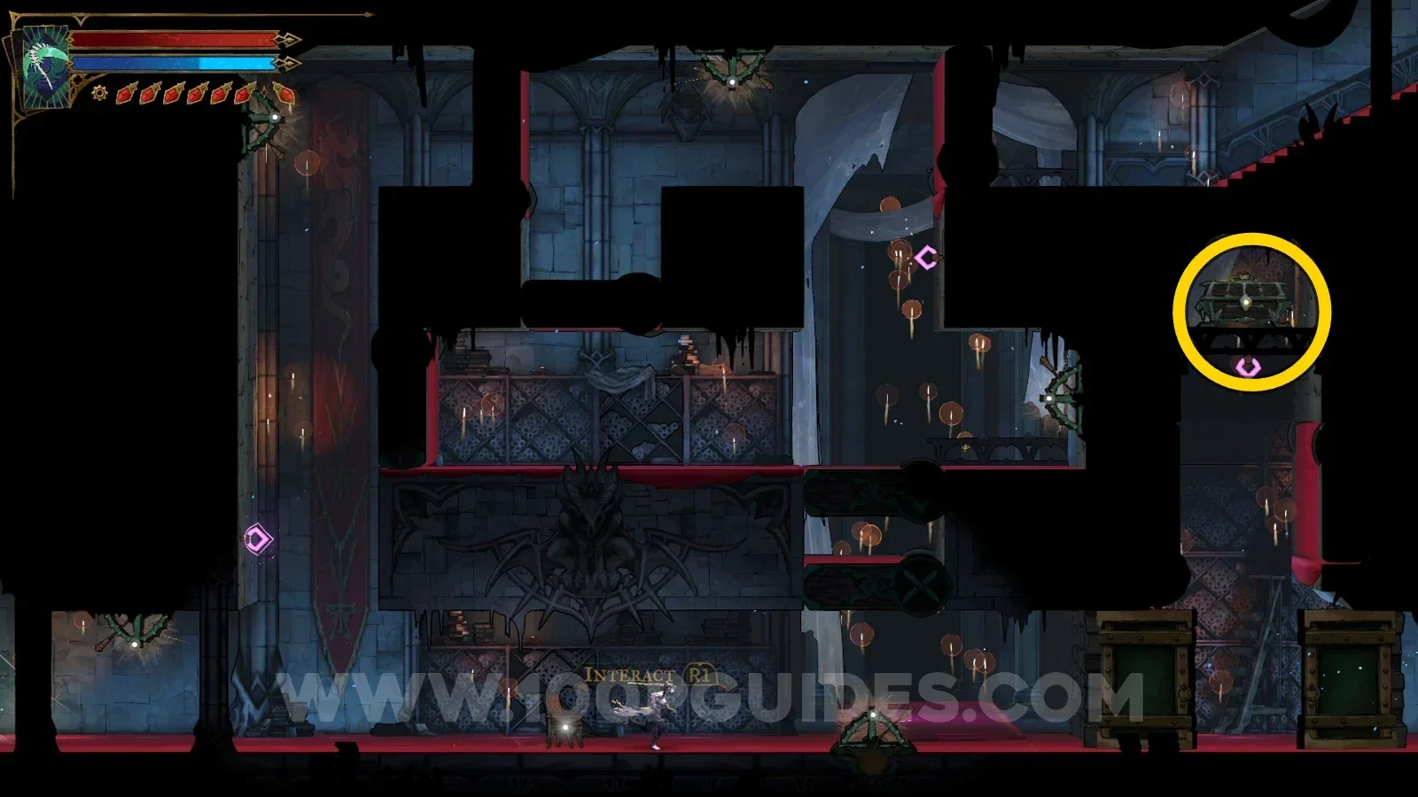 Castlevania Belmonts Curse Archives: interacting with the levers to open the way to the chest