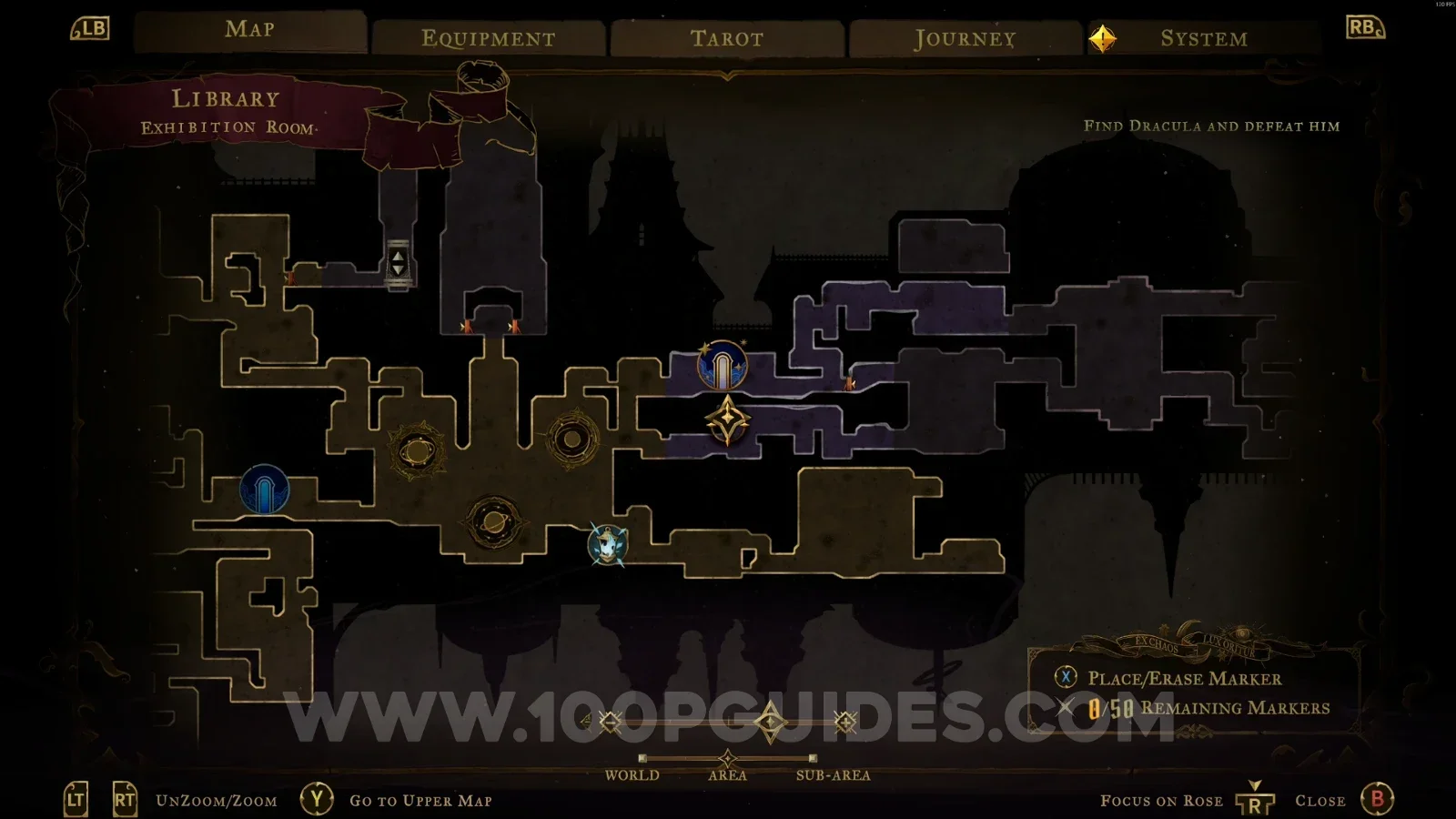Castlevania Belmont's Curse Exhibition Room: map location of XP Statue #8
