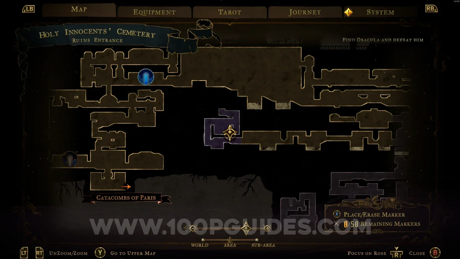 Castlevania Belmont's Curse Ruins Entrance: map marking the location of XP Statue #10