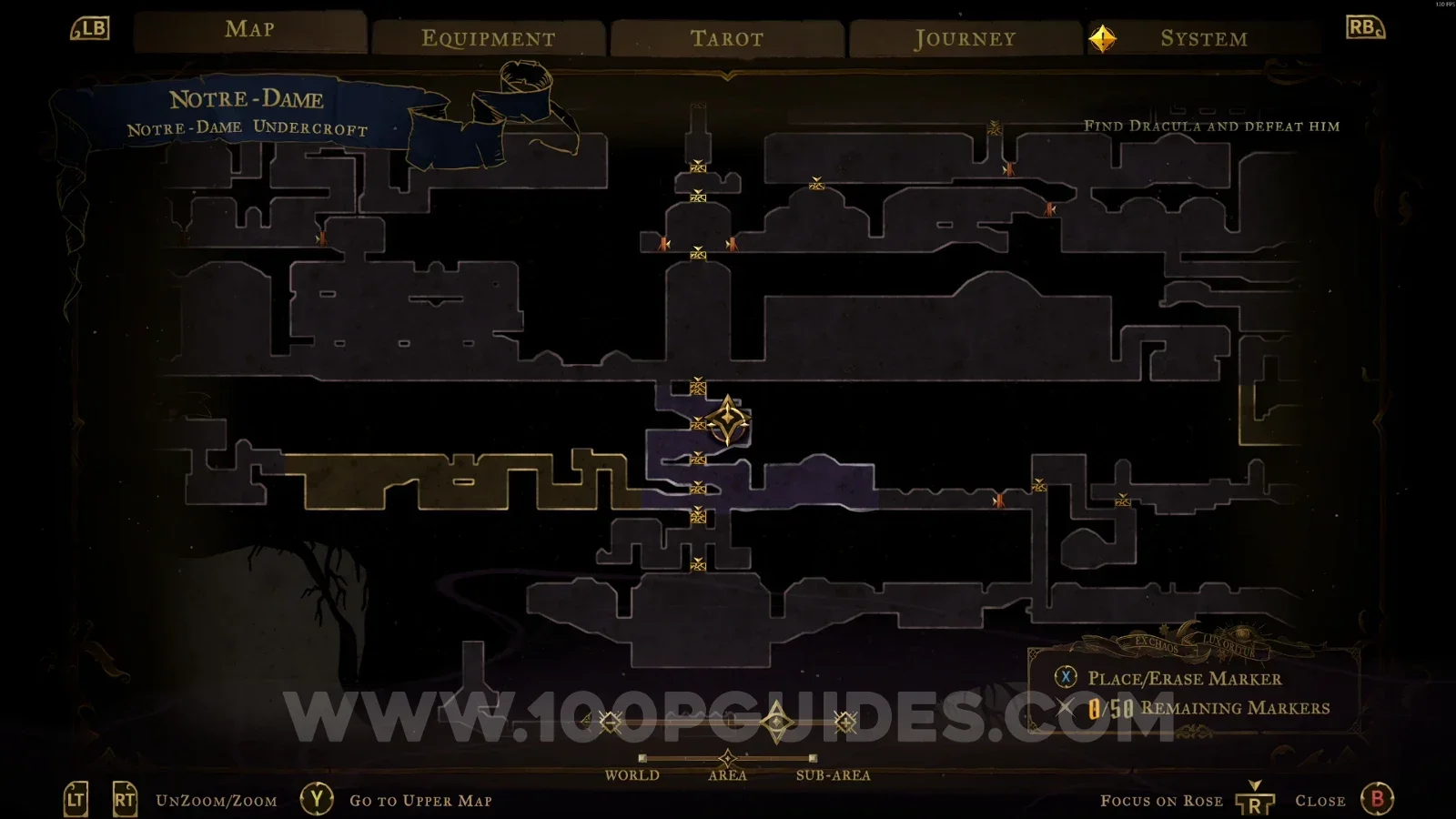 Castlevania Belmonts Curse Notre-Dame Undercroft: map location of the secret room with XP Statue #3