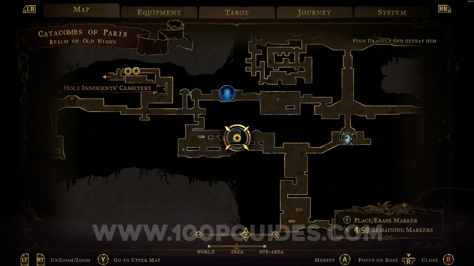 Castlevania Belmonts Curse Realm Of The Old Night map with the area of XP Statue #56 marked