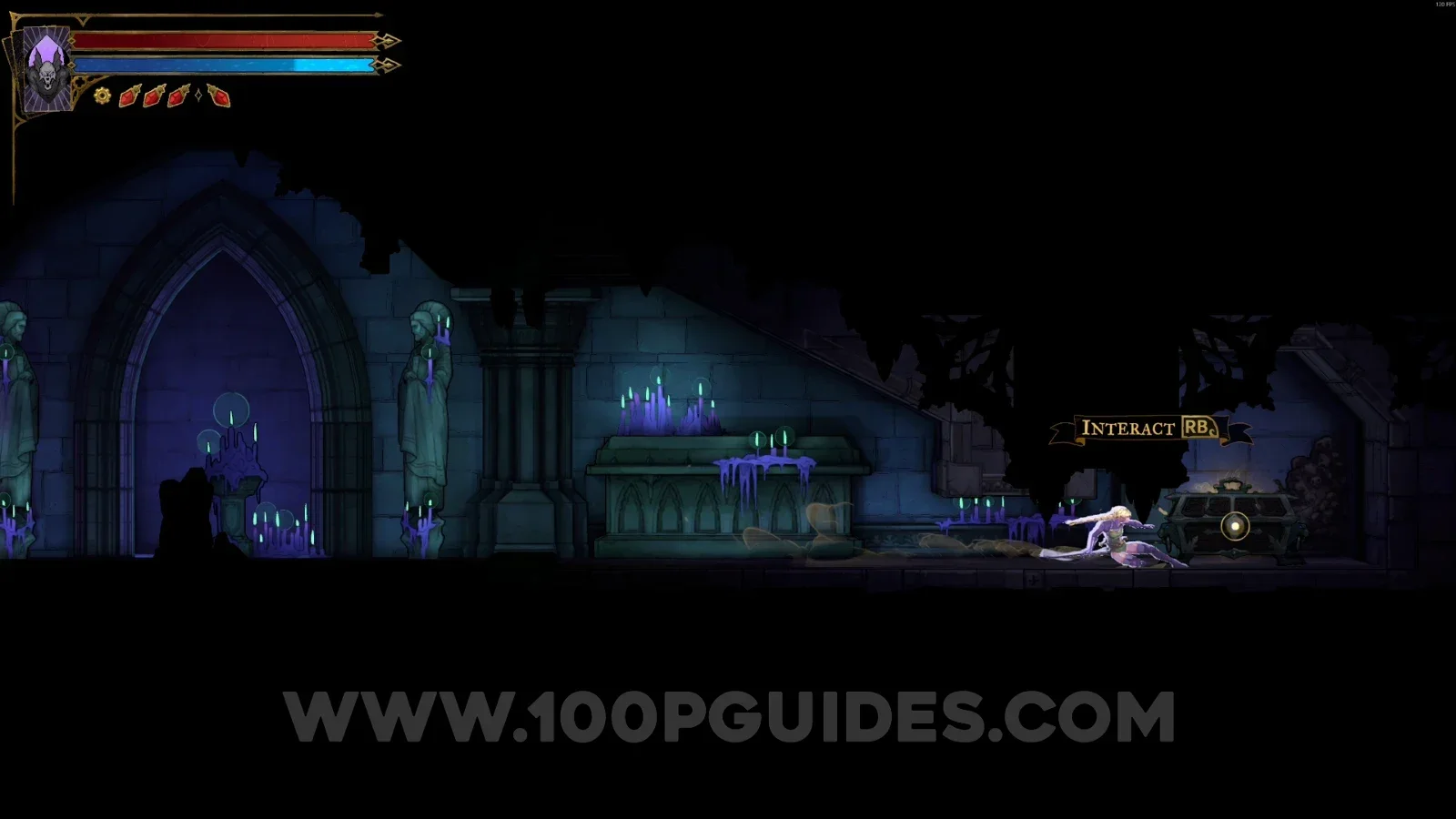 Castlevania Belmonts Curse Reliquary: heading right from the statue toward the relic chest