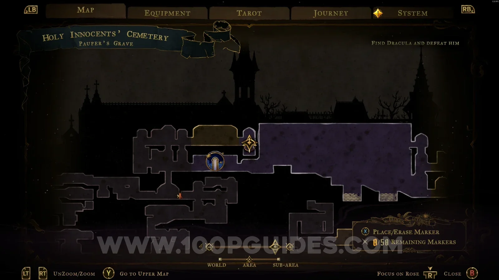 Castlevania Belmont's Curse Pauper's Grave: map marking the Clue The Prophetess location