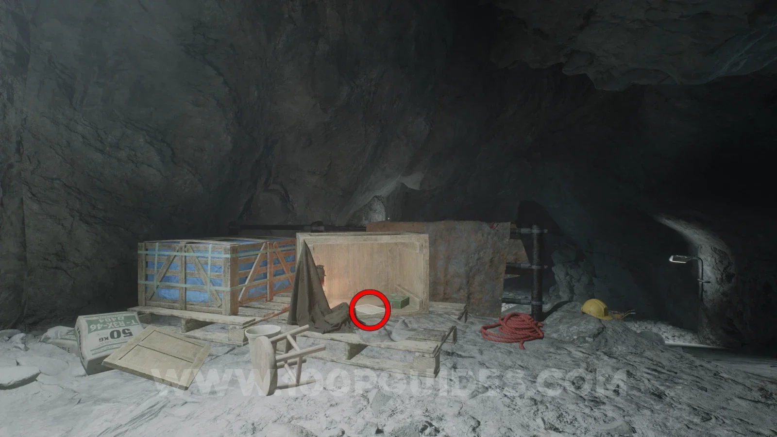 Terrible Lizards Chapter 3: We're on the menu note inside the turned over box on the path right of the tunnel