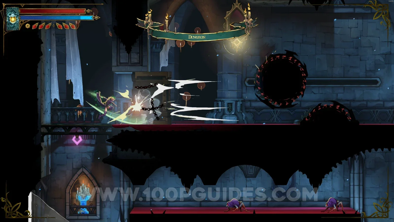Castlevania Belmonts Curse Grand Hall: breaking the chains on the door to unlock a shortcut