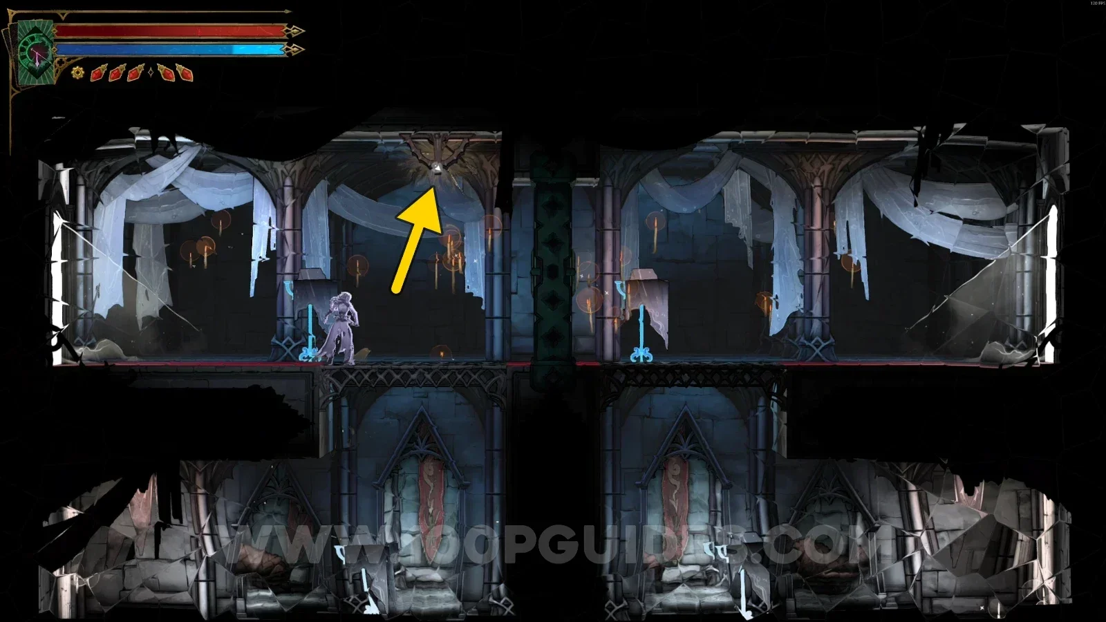 Castlevania Belmonts Curse Looping Hallways: lever to interact with before climbing to XP Statue #11
