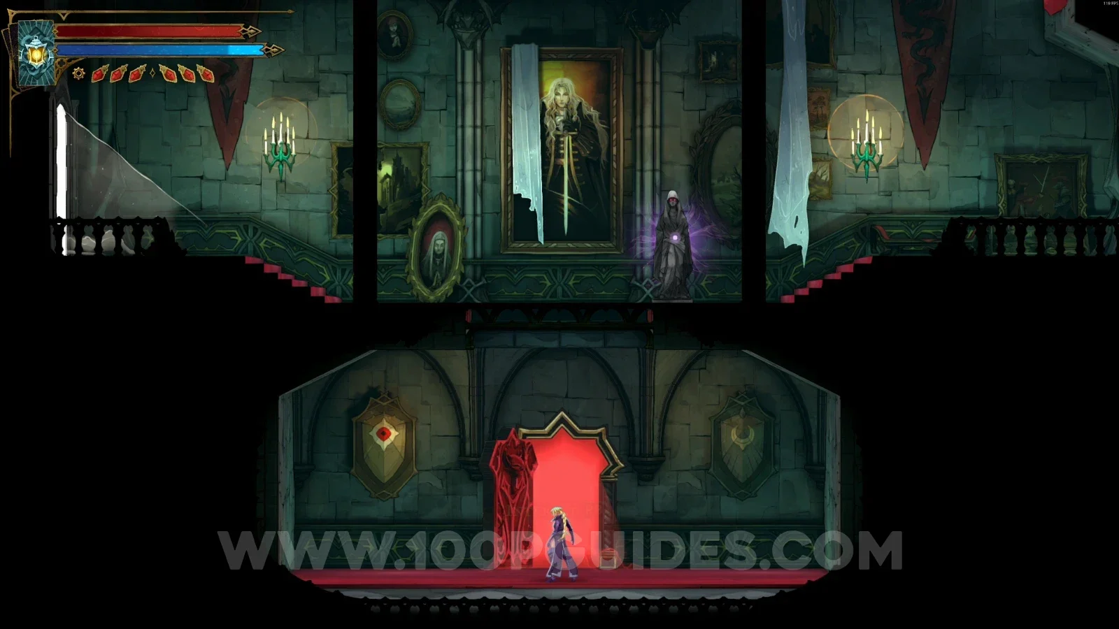 Castlevania Belmonts Curse Grand Hall: heading left after going through the red door