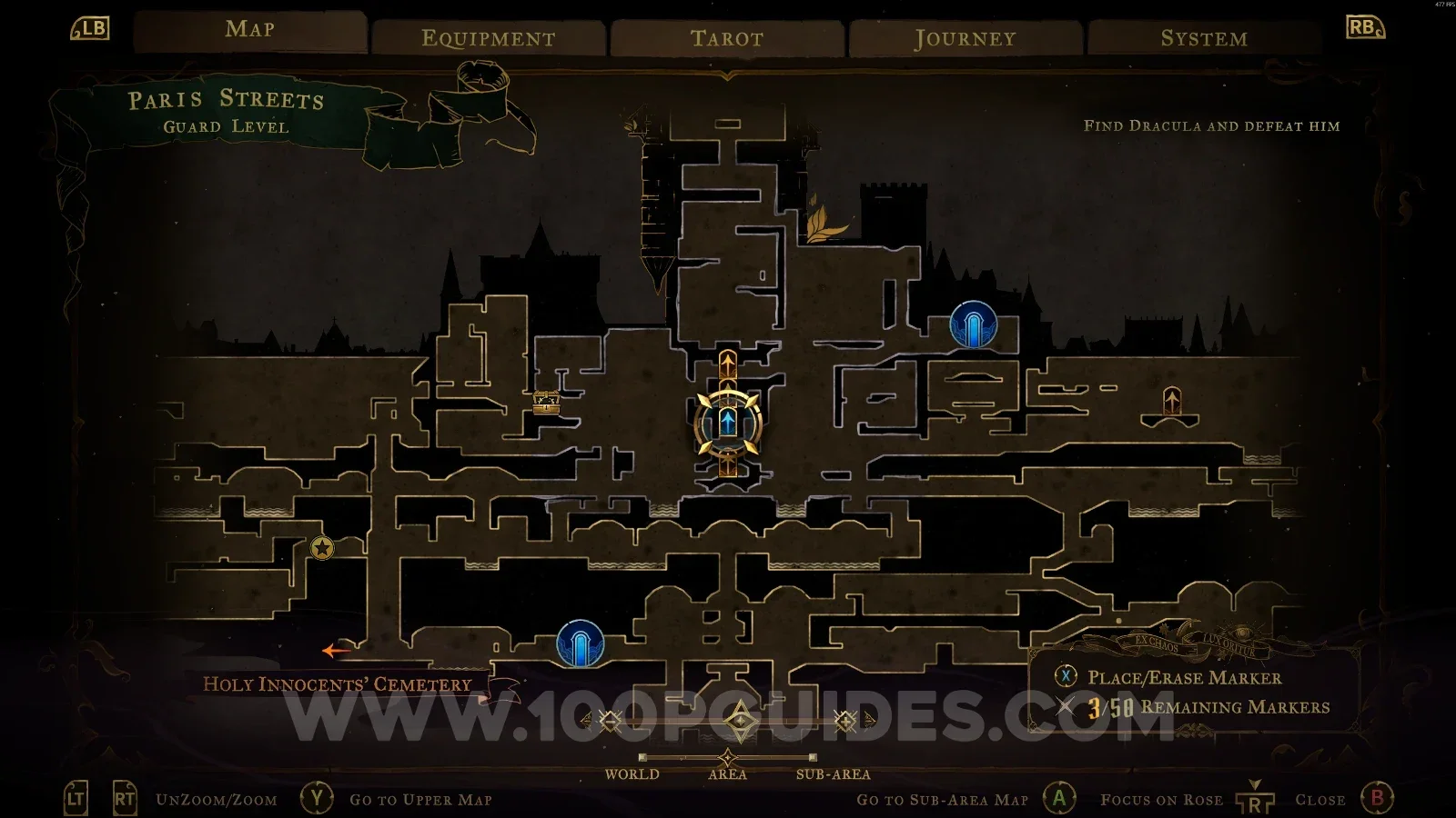 Castlevania Belmonts Curse Prison Tower map showing the Guard Level room with the Obsidian Fang
