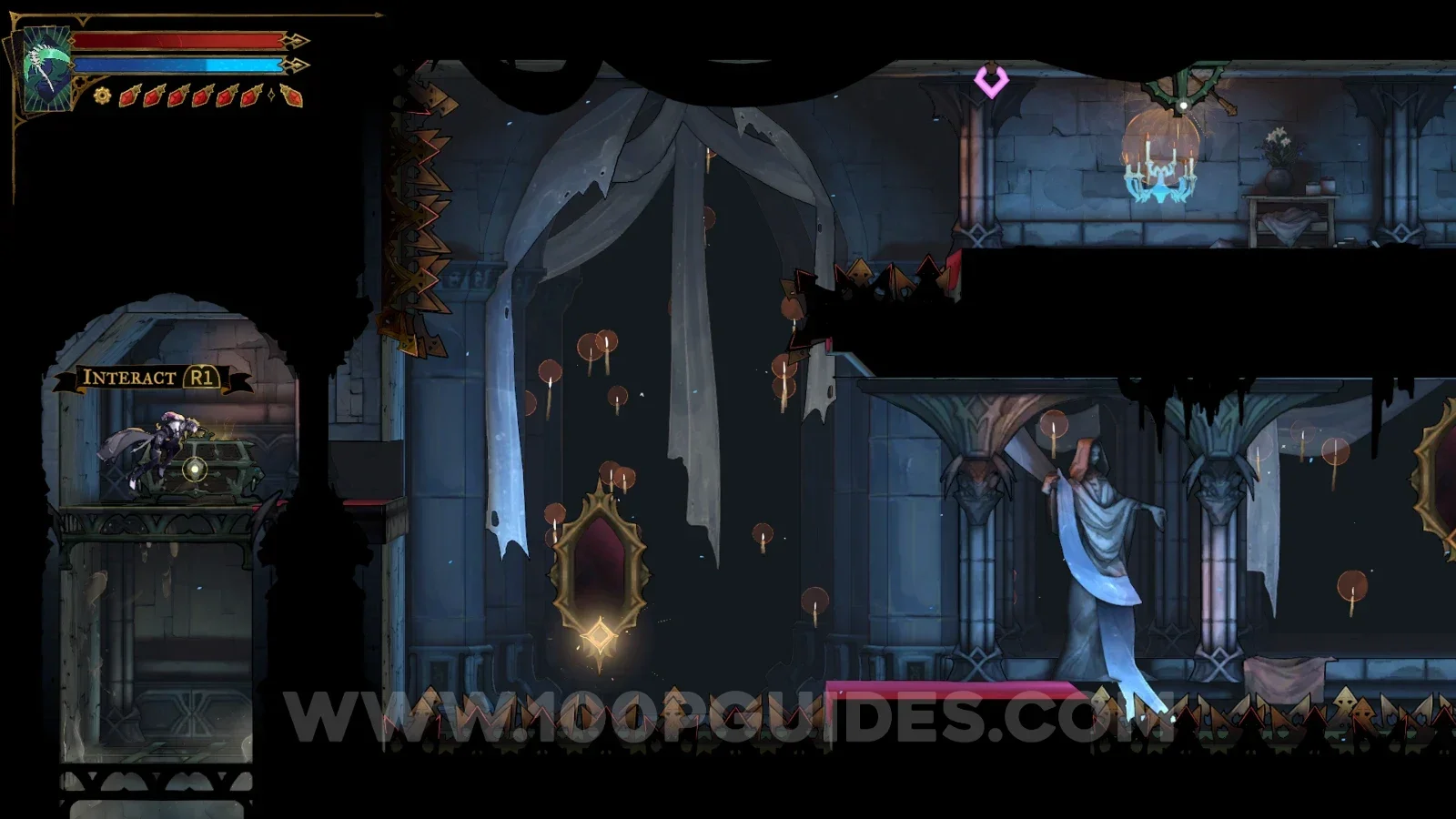 Castlevania Belmonts Curse Servants' Quarters: going around on the right to reenter the room