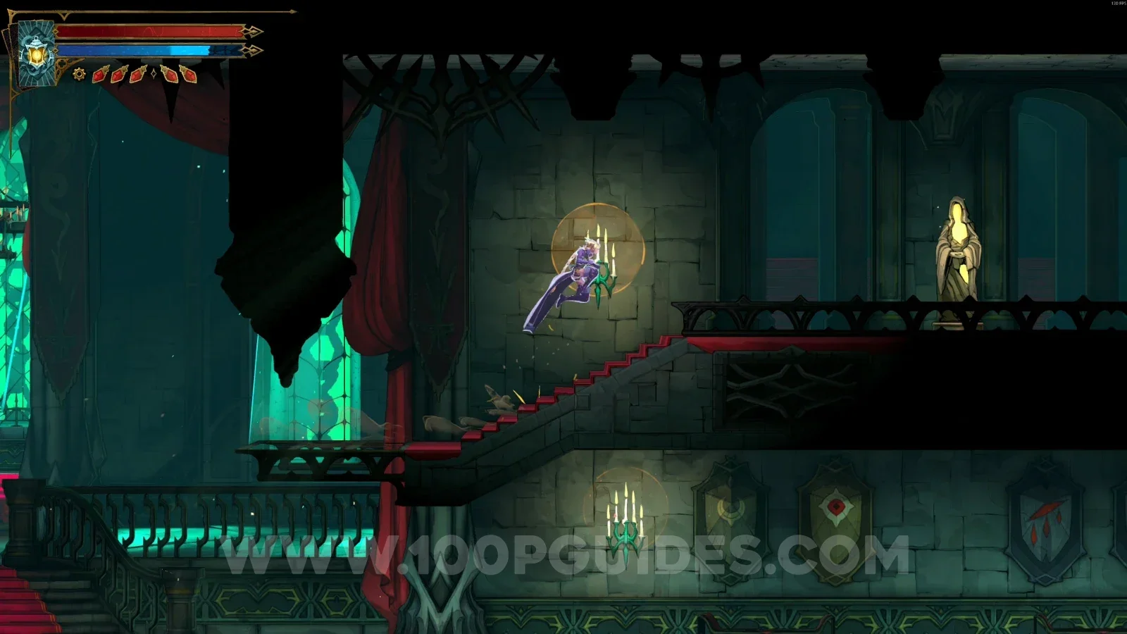 Castlevania Belmonts Curse Entrance Corridor: XP Statue #64 in the marked area