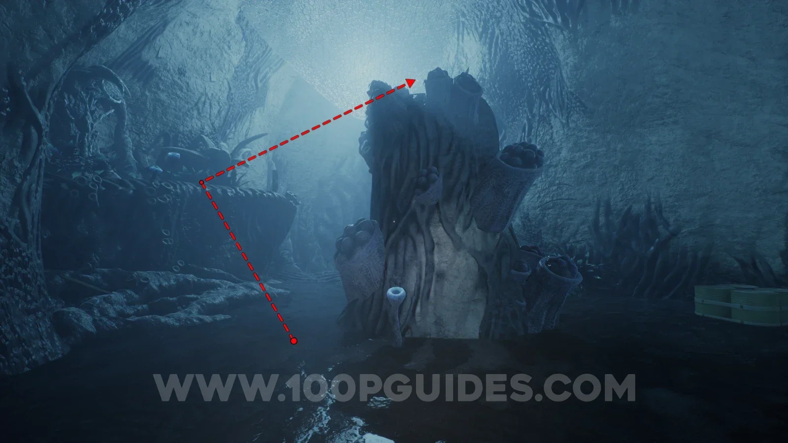 Terrible Lizards Chapter 4: pillar in the middle of the path with a platform on the left to jump from