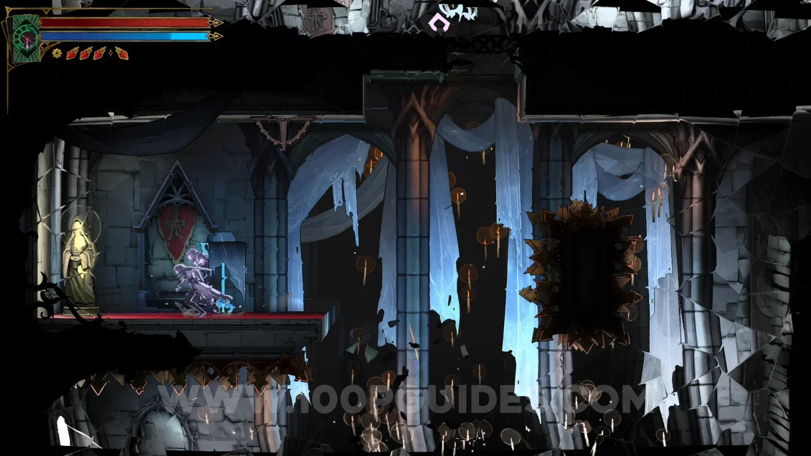 Castlevania Belmonts Curse Threshold Of Vision: XP Statue #9 at the top of the platforms in the next room