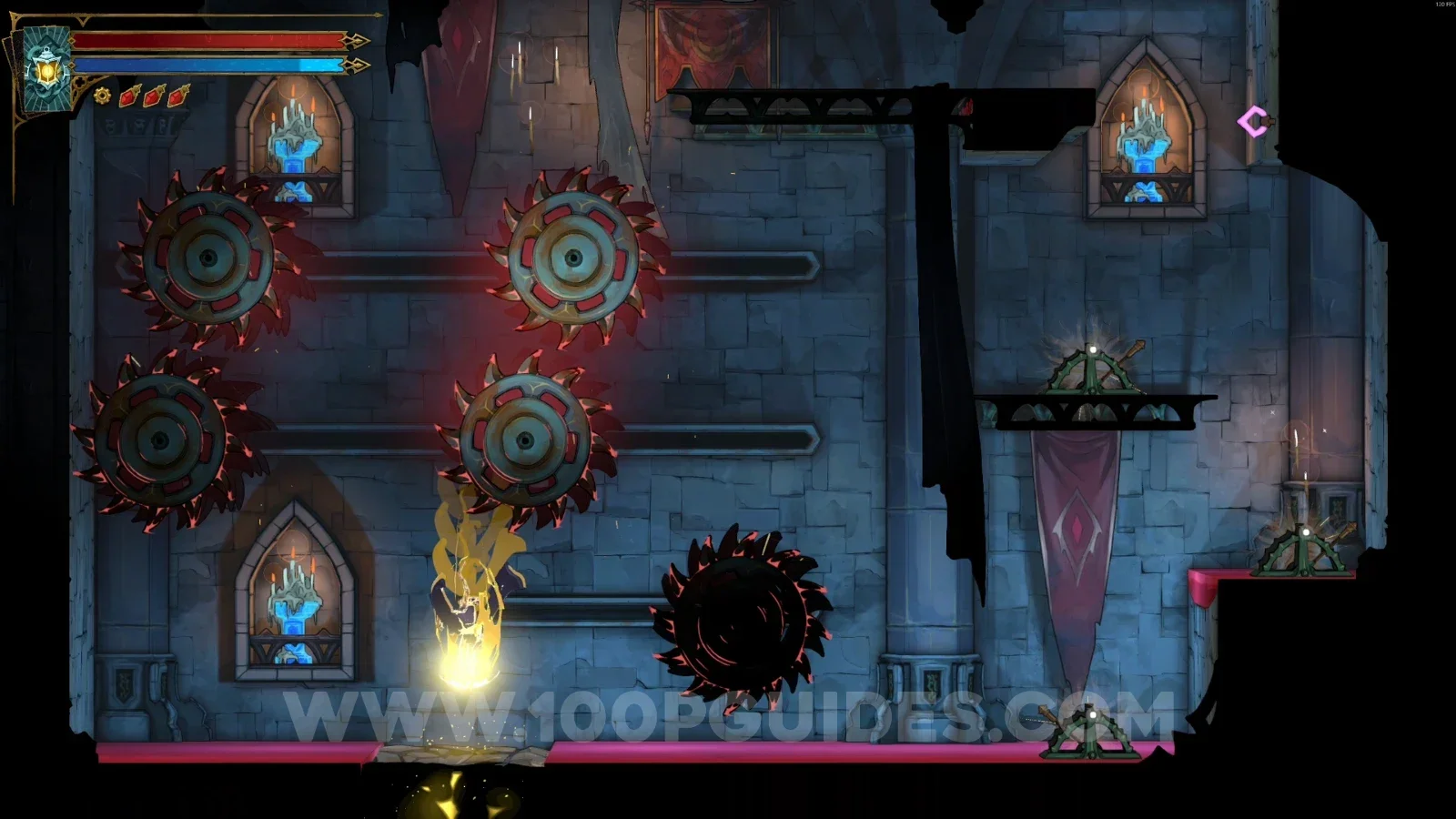 Castlevania Belmonts Curse Old Gallery: lining up the saws with the levers to break the next floor
