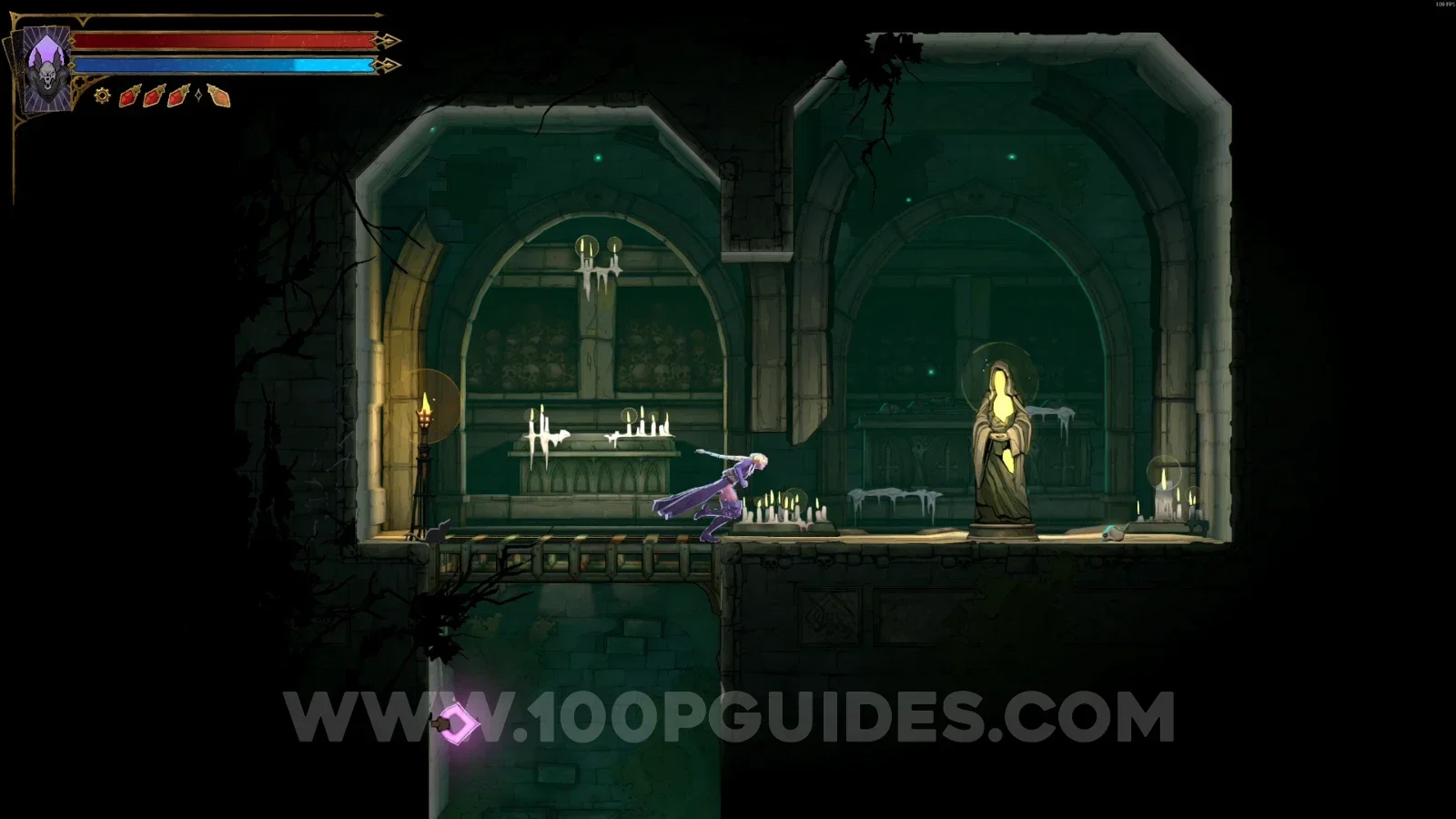 Castlevania Belmonts Curse Roman Baths: XP Statue #39 in the marked area