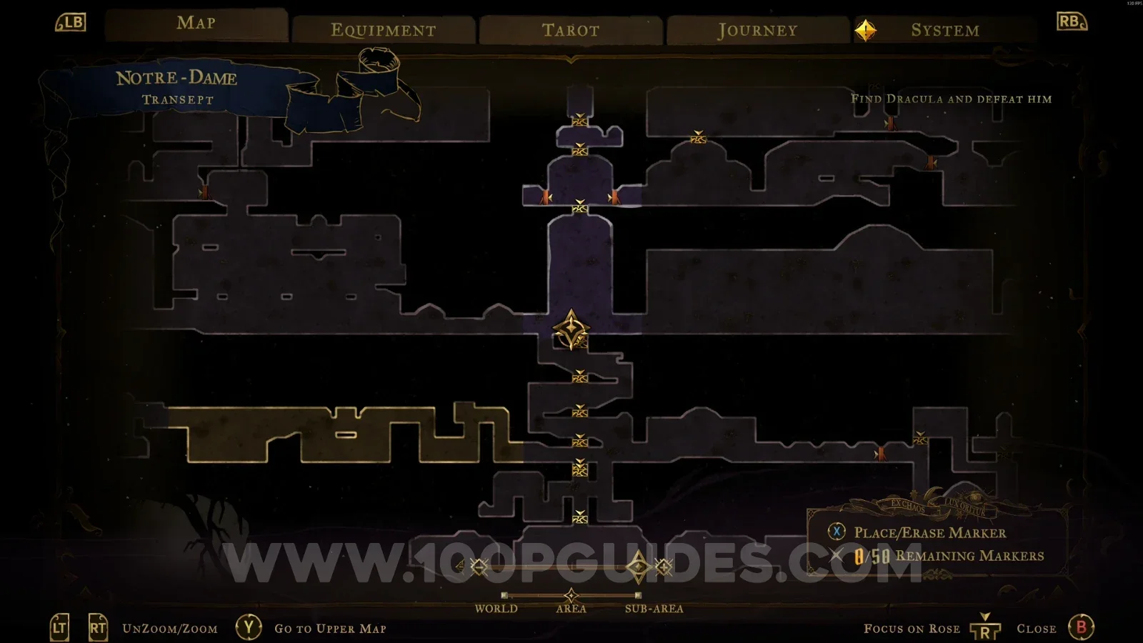 Castlevania Belmonts Curse Transept: map location of The Shadow clue next to the boss door