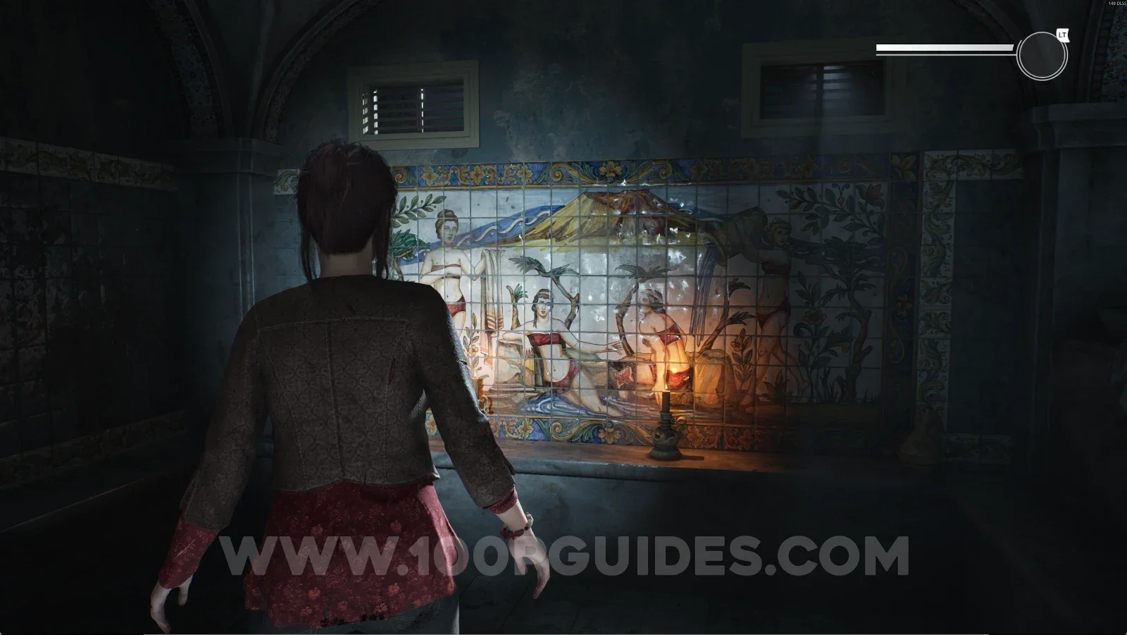 Remothered: Red Nuns Legacy: interacting with the tiles on the bathroom wall