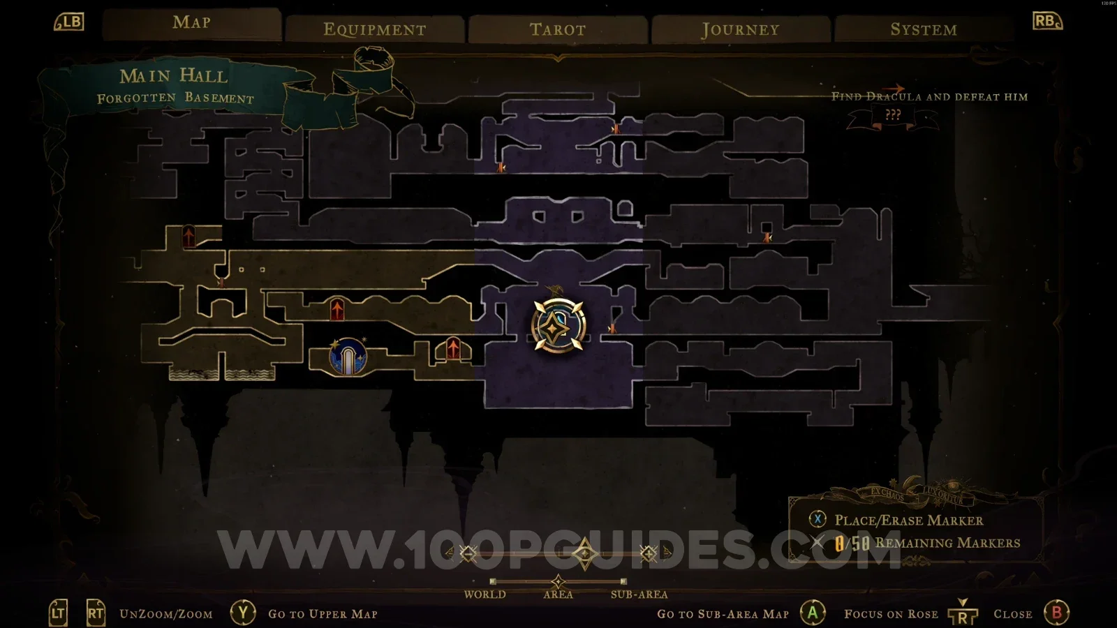Castlevania Belmonts Curse Grand Hall: map location of XP Statue #4