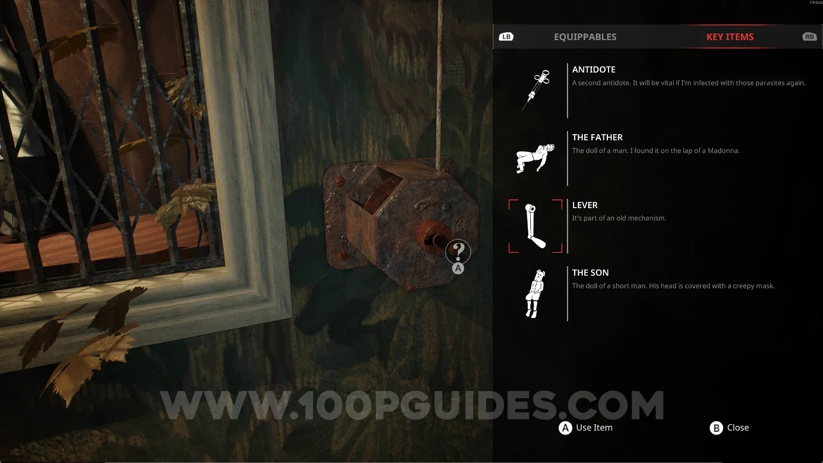 Remothered: Red Nuns Legacy: using the lever on the dumbwaiter in the dining room